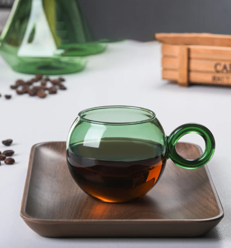 Orbit Ring Glass Mug - 16oz Clear Glass Coffee Cup with Handle, Perfect for Hot & Cold Drinks - Ideal for Home, Office, and Cafe Use