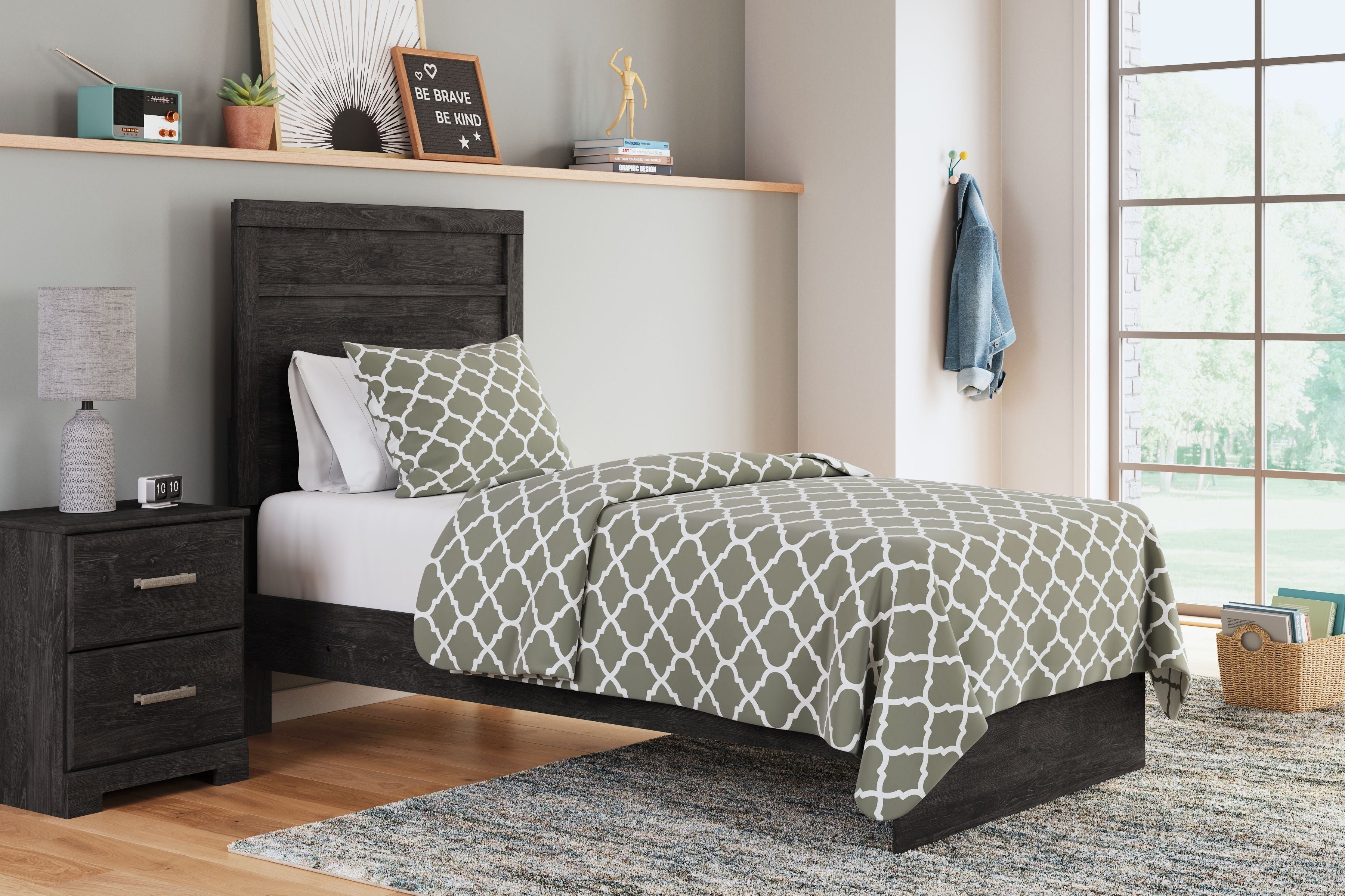 Belachime Queen Size Panel Bed Frame with Headboard - Modern Upholstered Platform Bed for Bedroom, Living Room, or Guest Room