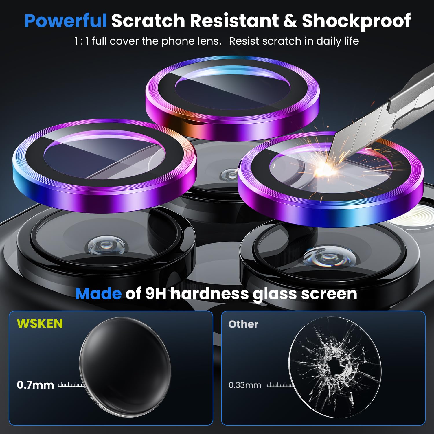 WSKEN Premium Camera Lens Protector for iPhone 16 Pro/Pro Max & iPhone 15 Pro/Pro Max - Shatterproof Ultra HD Tempered Glass with Metal Frame | Perfect for Outdoor Photography, Travel & Daily Protection