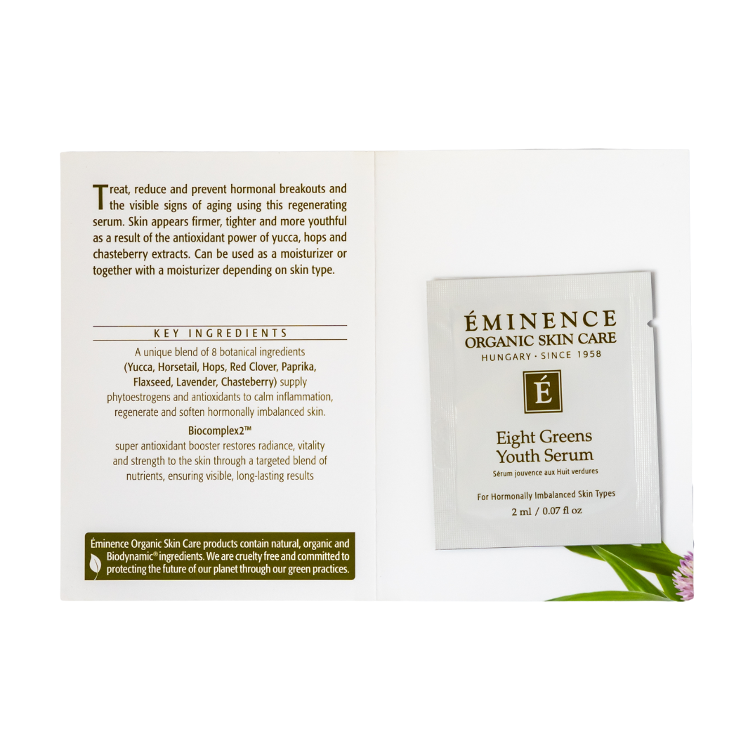 Eminence Organics Eight Greens Youth Serum - Anti-Aging Face Serum with Organic Ingredients for Hydration & Brightening | Perfect for Daily Skincare Routine & Nighttime Rejuvenation