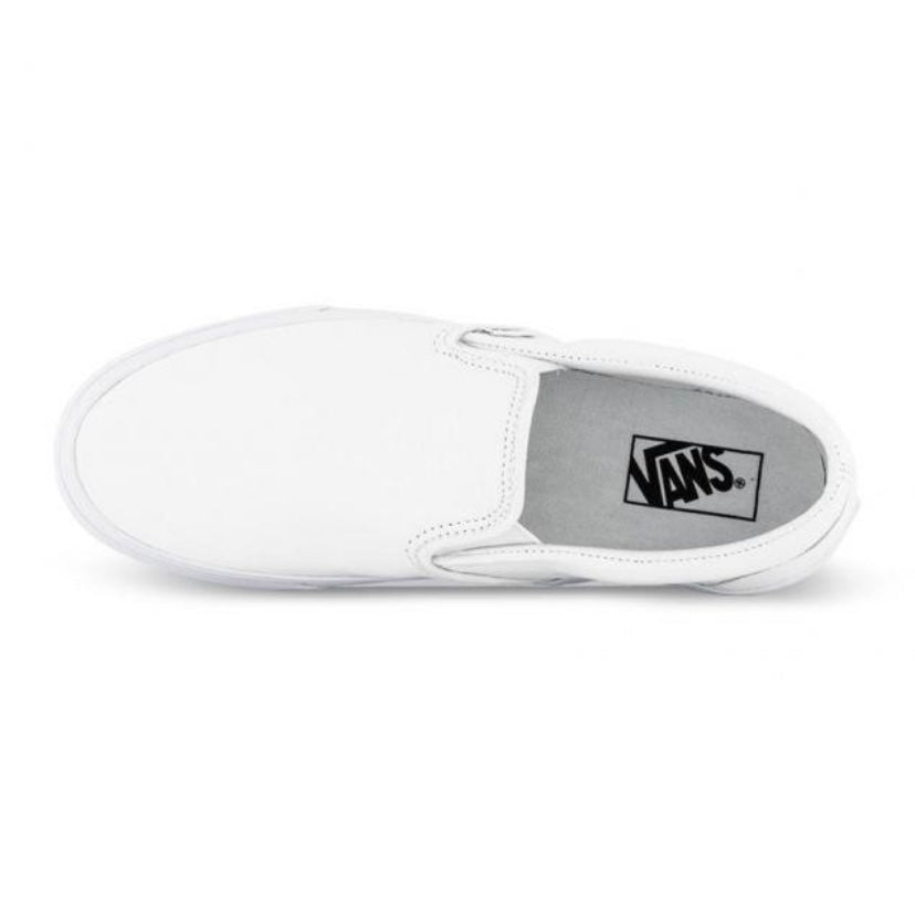 Vans Classic Slip-On Leather Sneakers in White - Comfortable & Stylish Shoes for Casual Wear, Skateboarding & Everyday Outfits