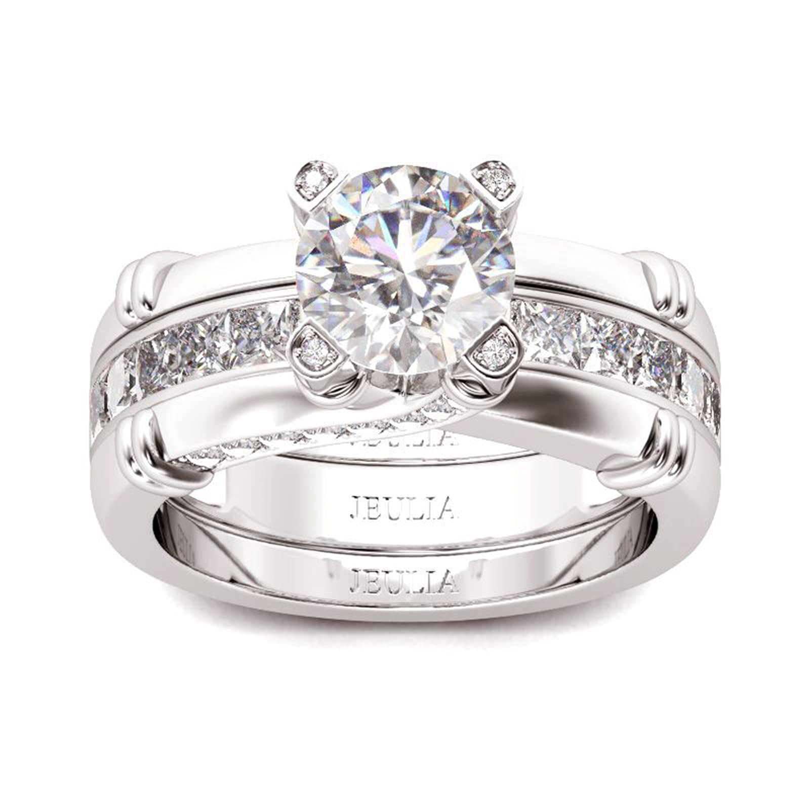 Jeulia Diamond Band Rings for Women - Sterling Silver CZ Interchangeable Ring Sets | Wedding, Engagement, Anniversary, Promise, Bridal Jewelry Gifts | Perfect for Proposals, Bridal Parties & Special Occasions