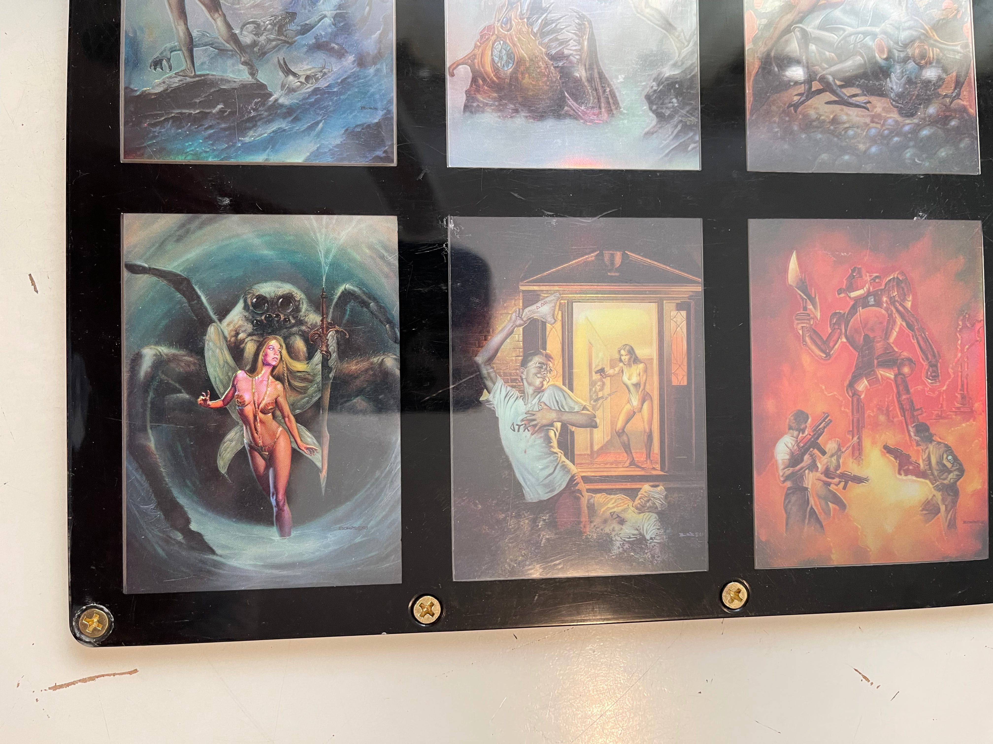 Boris Vallejo Fantasy Artist Rare Chrome Insert Cards Set in Frame - Collectible Art Cards for Home Decor & Gift Ideas