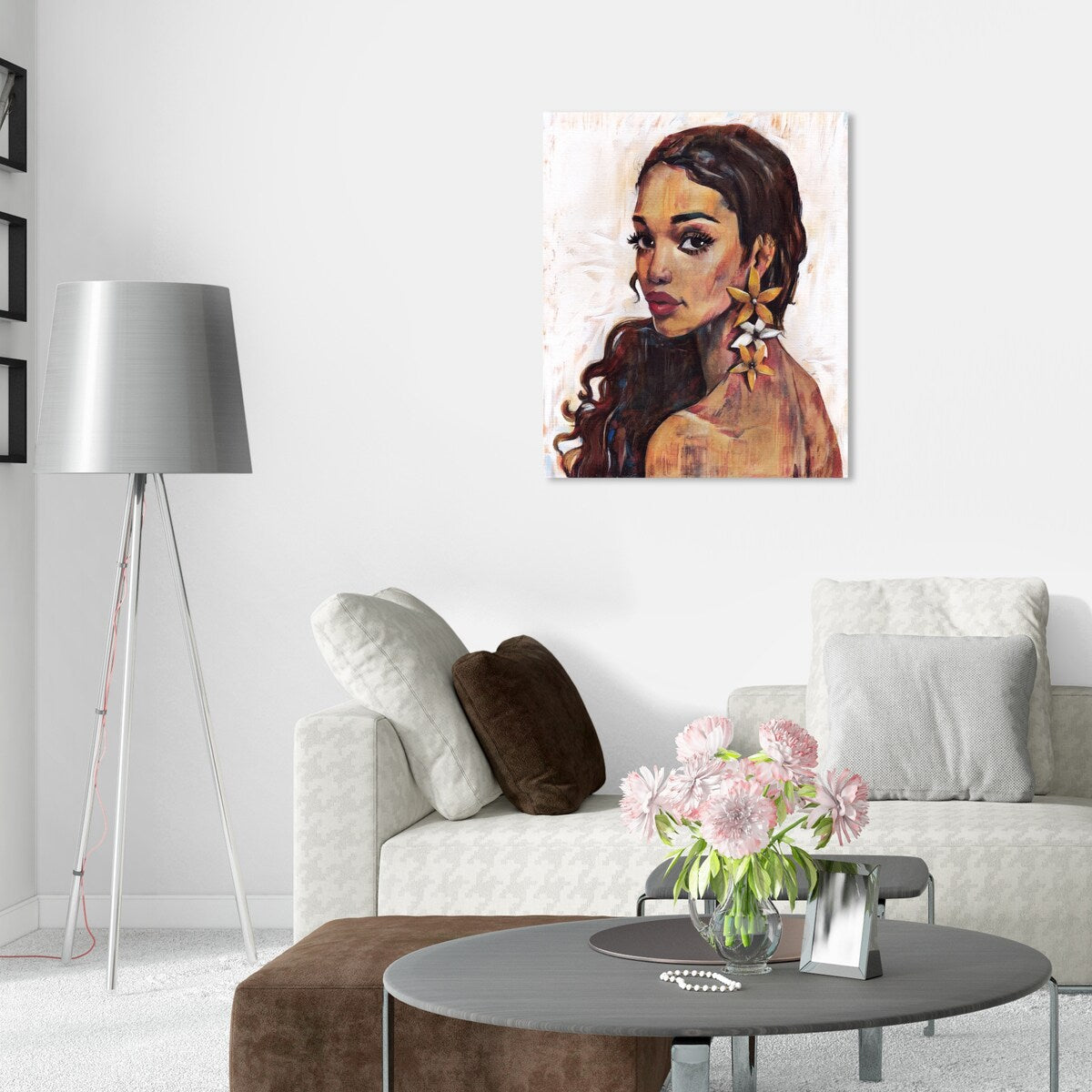 Flower Earrings Beauty Traditional White Canvas Wall Art Print - Elegant Home Decor for Bedroom, Living Room & Office | Perfect Gift for Housewarming, Wedding & Birthday
