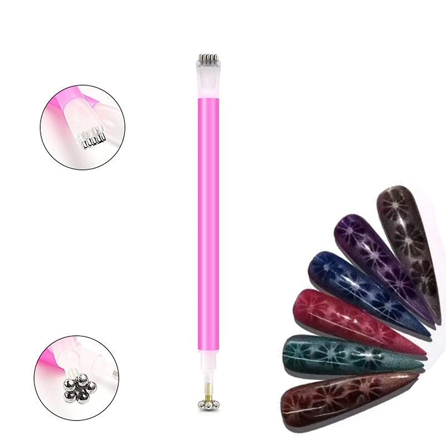 2 PCS 3D Cat Eye Nail Art Magnetic Pen Set - Double Head Magnet Stick for UV Gel Polish, DIY & Salon Professional Manicure Tools (Pink & Black) - Perfect for Nail Art Designs, Home Manicures & Professional Salon Use