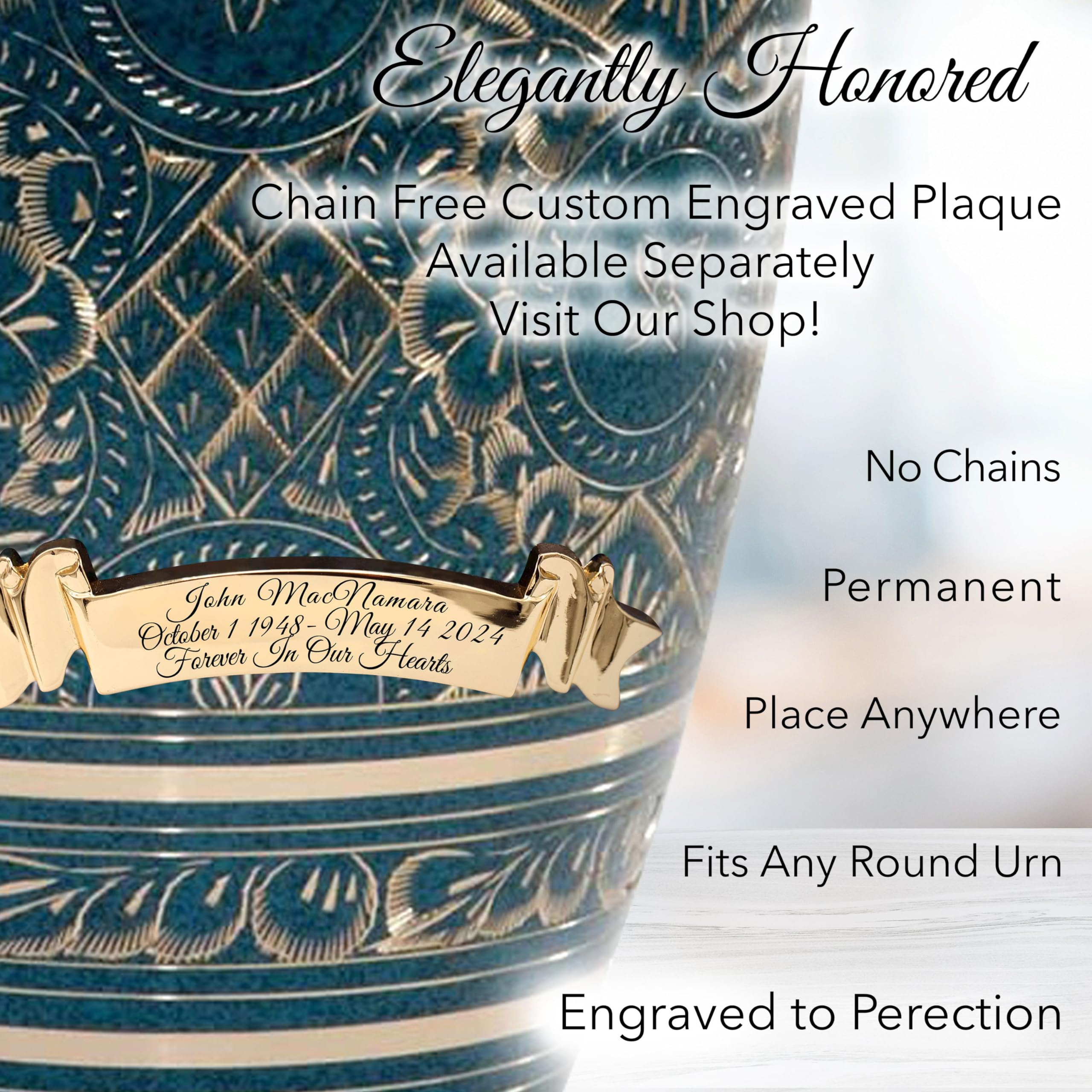 Elegant Teal Majestic Radiance Cremation Urn for Adult Men - Large Memorial Urn for Human Ashes - Perfect for Funeral Services & Home Memorial Displays