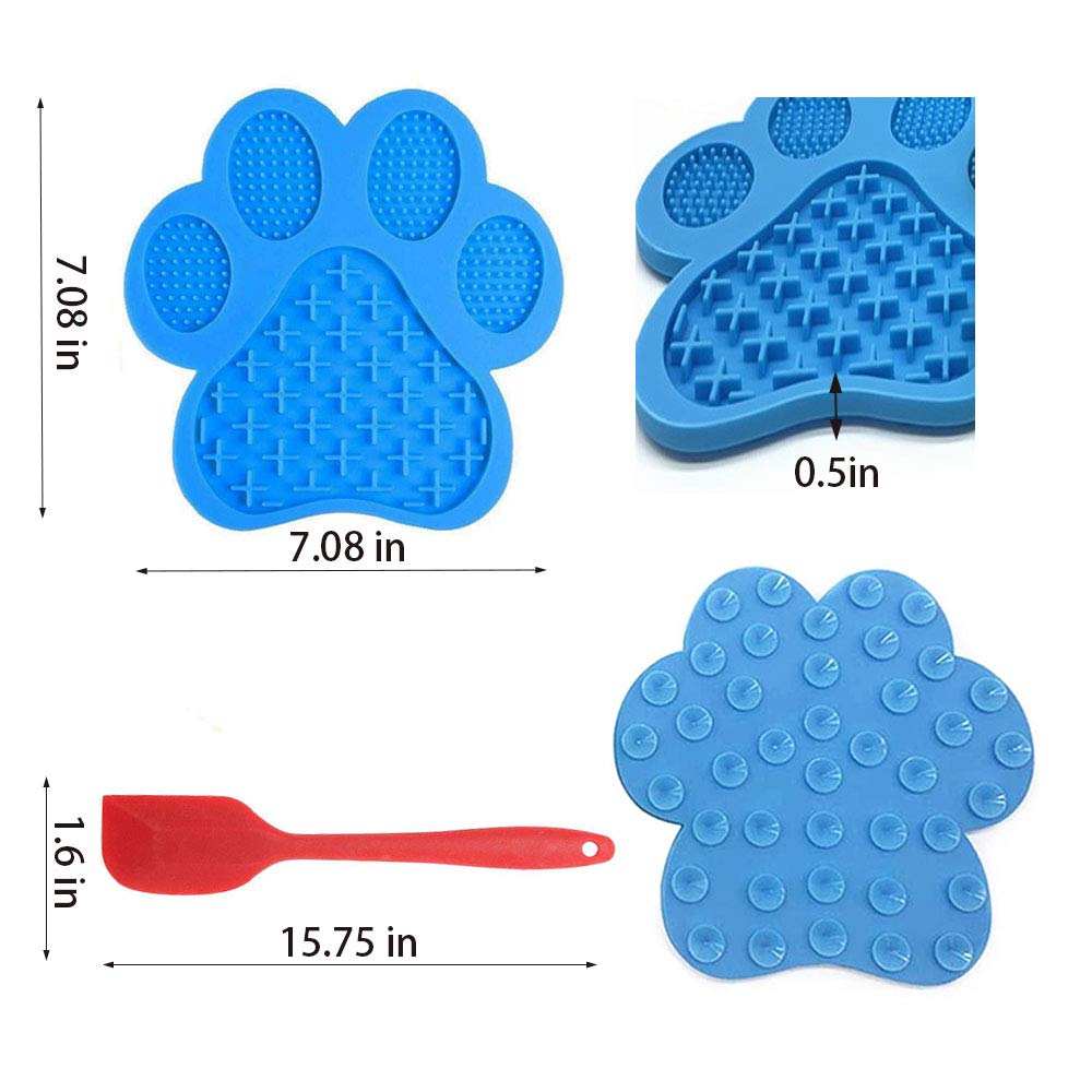 Peanut Butter Licking Mat for Dogs - Slow Feeder Dog Bowl with Strong Suction, Anxiety Relief & Training Aid - Perfect for Bathing, Grooming, and Mealtime (Blue)