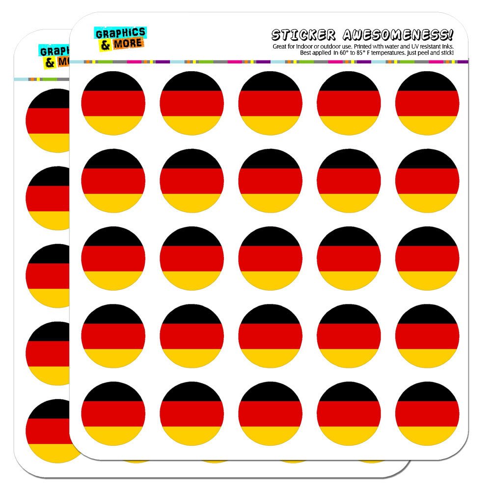 Germany National Country Flag 1 Inch Planner Stickers - Opaque Vinyl Decals for Scrapbooking, Bullet Journaling, DIY Crafts & Travel Scrapbook Decor