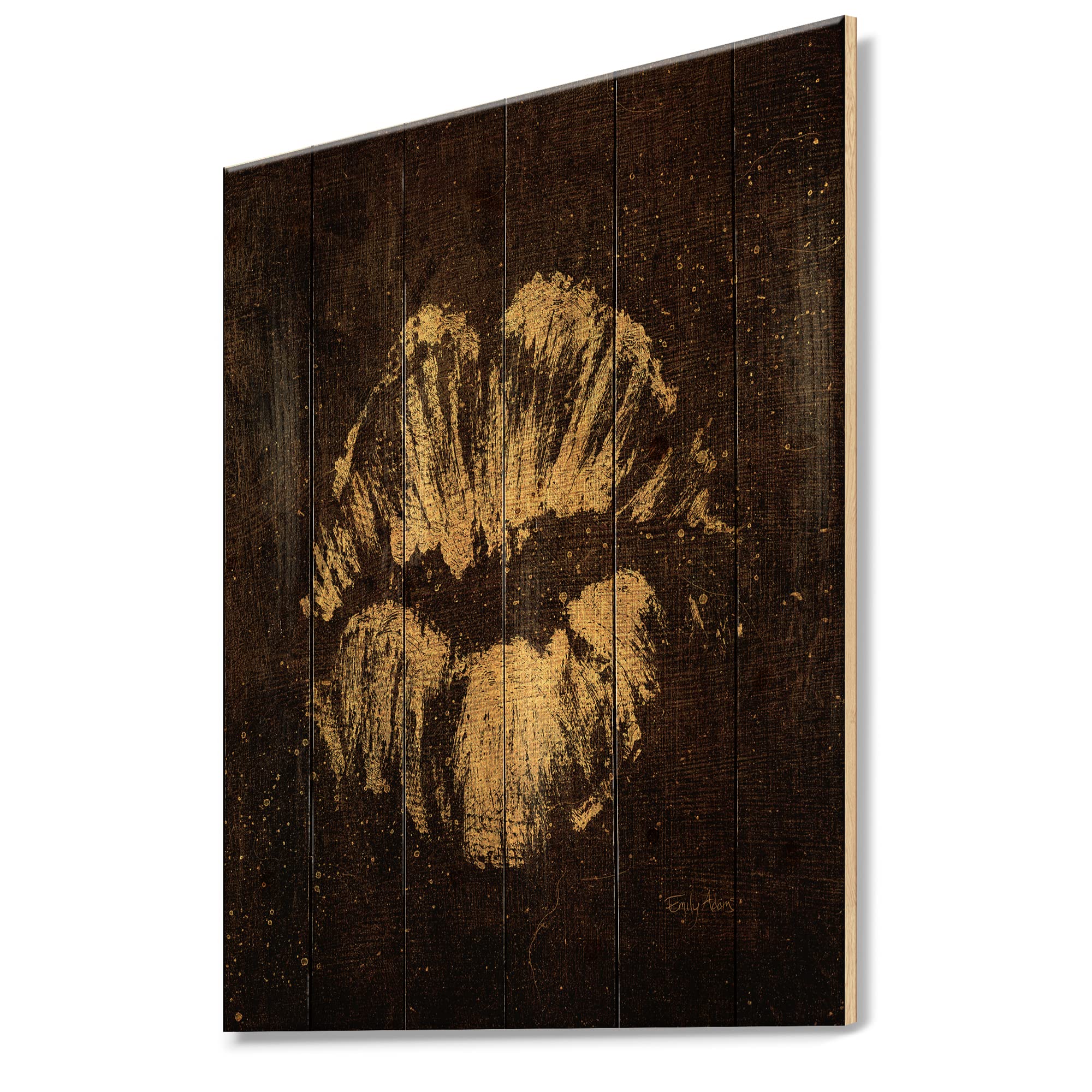 DesignQ Gold Fashions Lips Traditional Wood Wall Decor - Handcrafted Gold Wood Wall Art for Home & Office - Large Fashion Wood Wall Panels Printed on Natural Pine - Perfect for Living Room, Bedroom Decor & Wedding Gifts