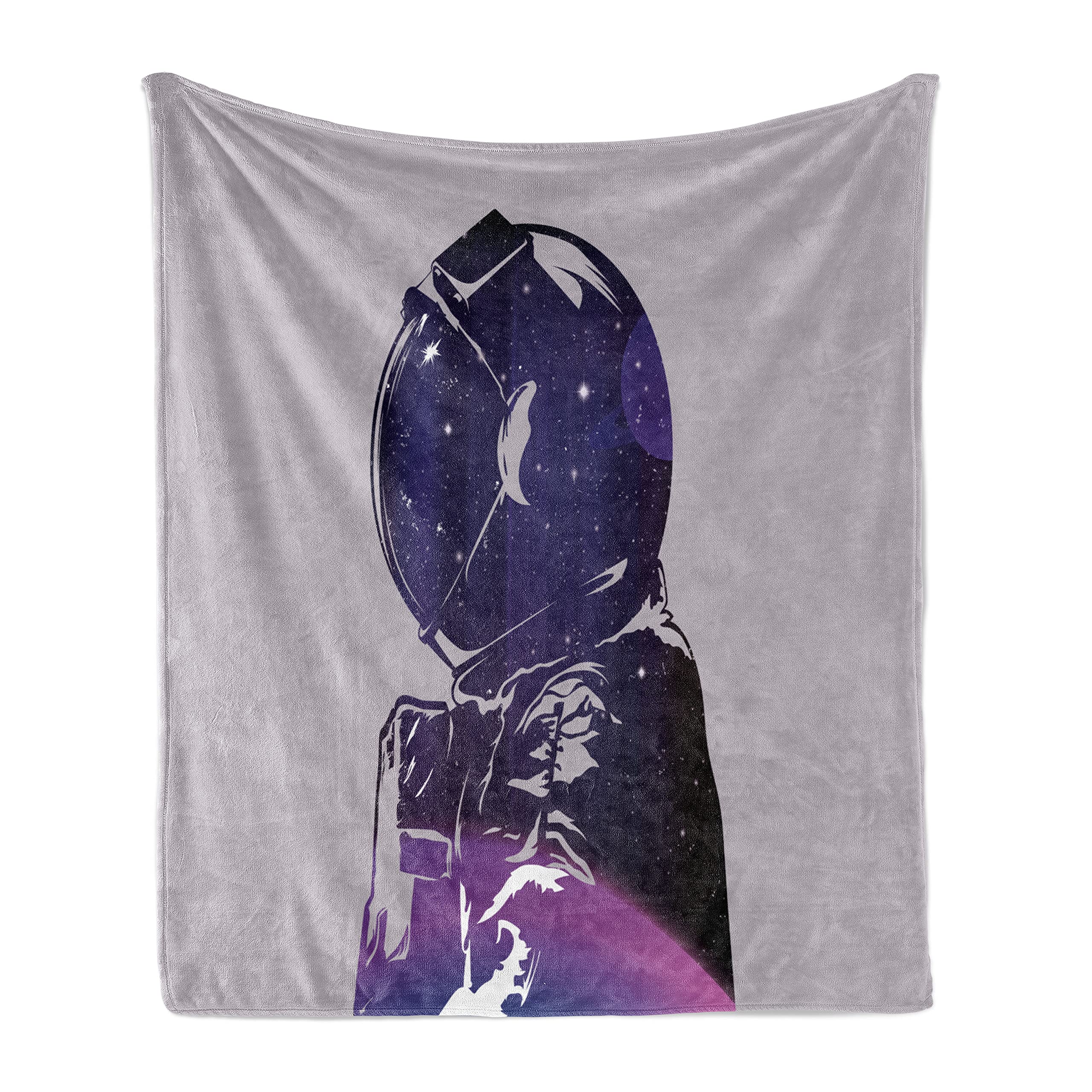 Ambesonne Outer Space Throw Blanket - Soft Flannel Fleece Cosmic Design with Cosmonaut & Star Clusters, 50