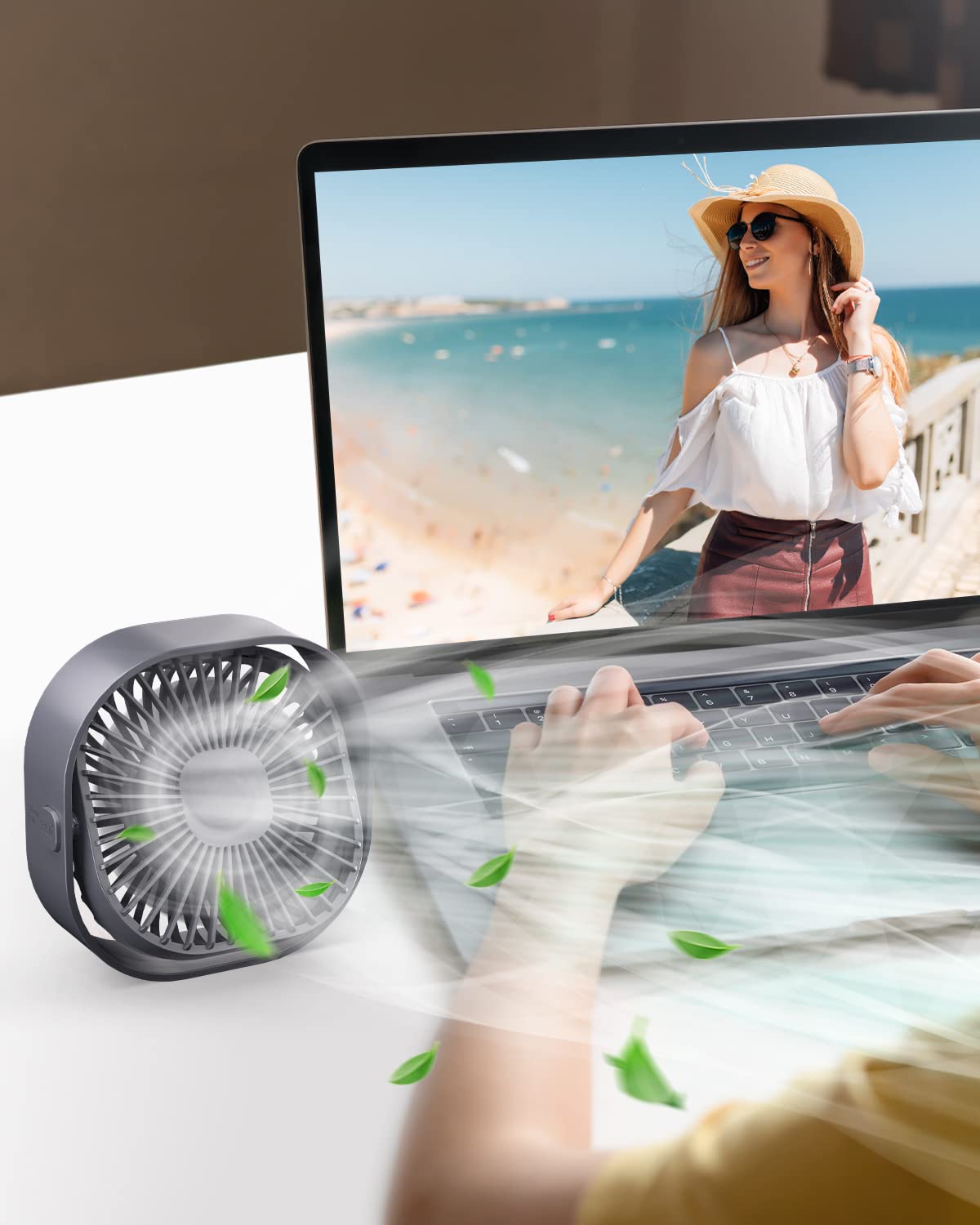 4 Inch Small USB Desk Fan - 3-Speed Portable & 360° Rotatable Mini Cooling Fan | USB-Powered Desktop Fan for Home, Office, Bedroom, Dorm | Perfect for Indoor, Outdoor & Summer Use | Great Gift Idea for Students & Professionals