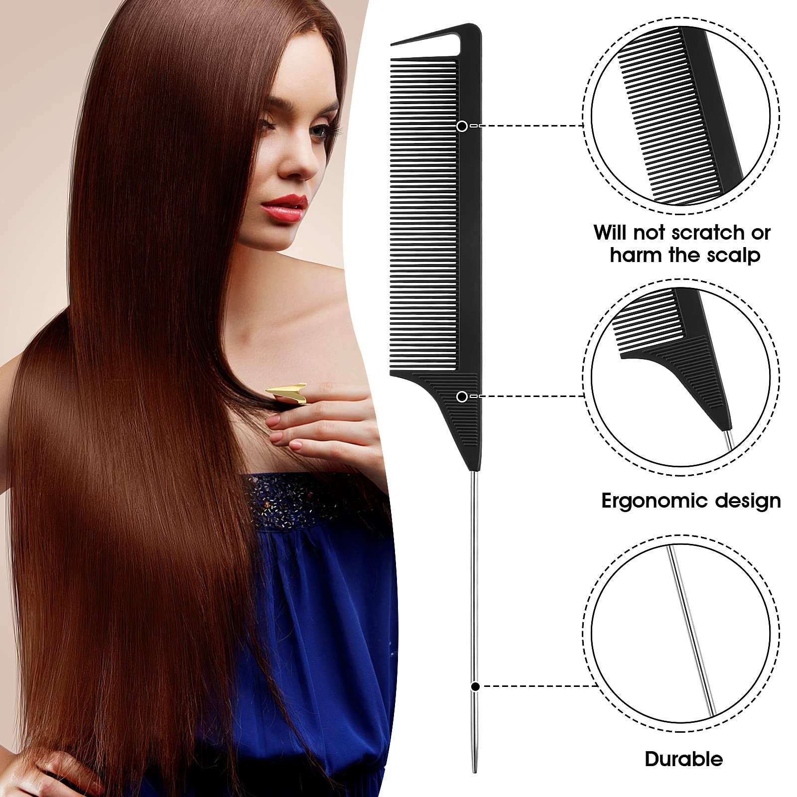 9-Piece Metal Braiding Finger Tool Set - Hair Parting Rings & Nails for Professional Styling | Perfect for Salon, Home Use & DIY Hair Braiding (Women's Hair Accessories)