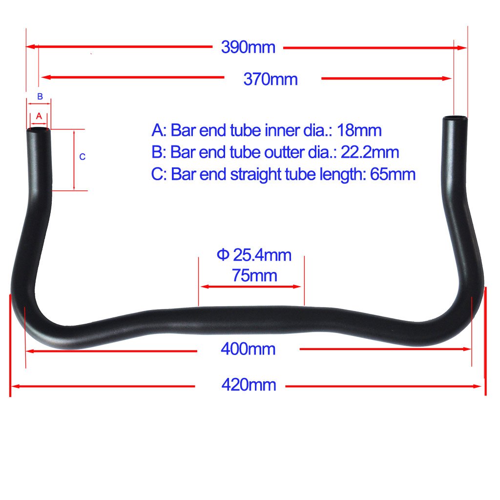 UPANBIKE 25.4mm Aluminum Alloy Bullhorn Handlebar - 37cm Lightweight Road Bike Handlebar for Fixed Gear & Urban Commuting | Perfect for Speed Control and Aerodynamic Riding Position