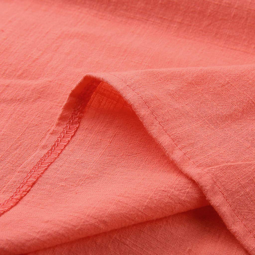 **Women's Casual Cotton Linen Shirt - 3/4 Sleeve Crew Neck Loose Fit T-Shirt with Side Split - Comfortable Blouse Tunic Top for Summer, Travel & Everyday Wear**