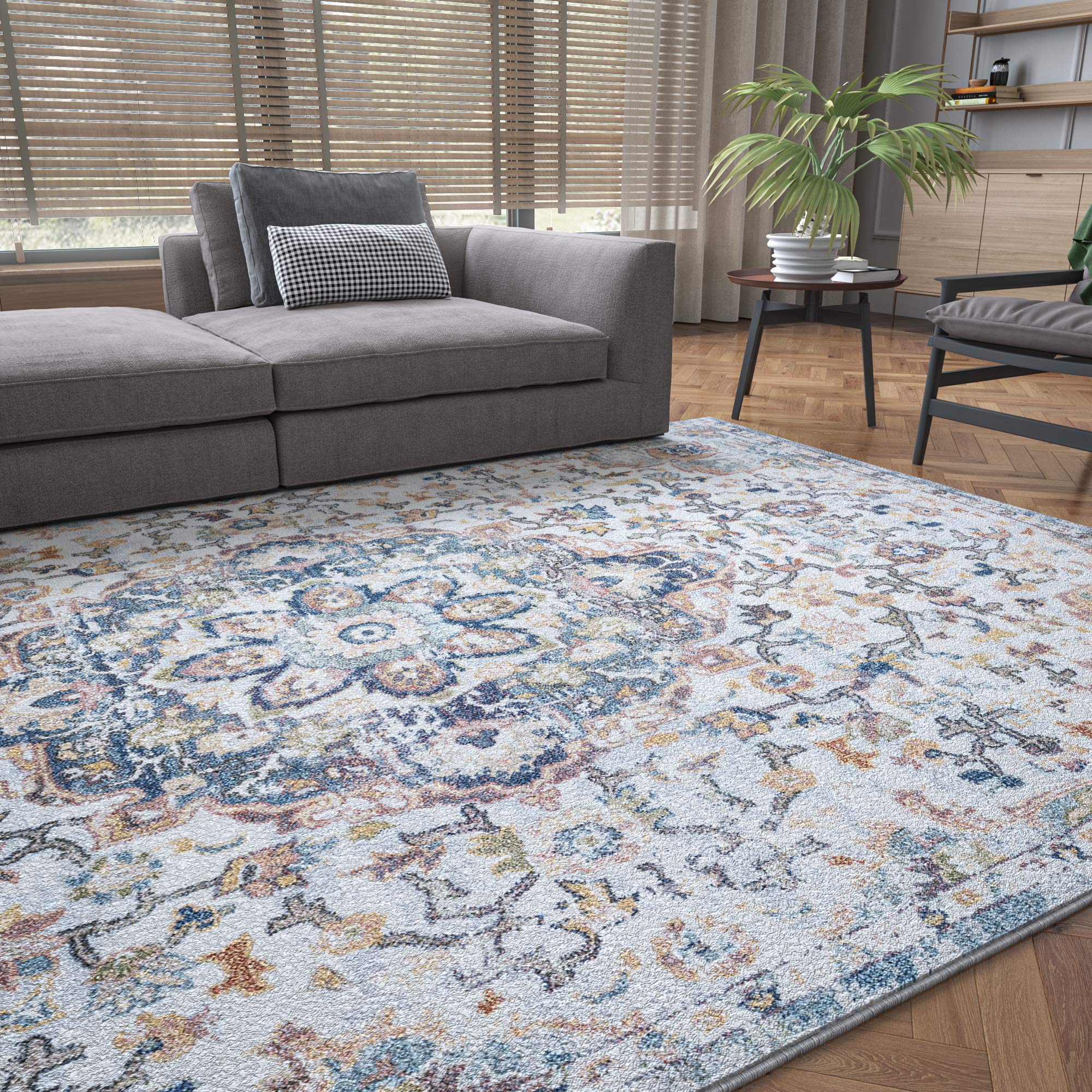 Antonia Cream 8x10 Rectangle Area Rug - Traditional Oriental Design for Living Room, Bedroom & Dining Room - Perfect for Home Decor, Floor Protection and Cozy Interior Styling