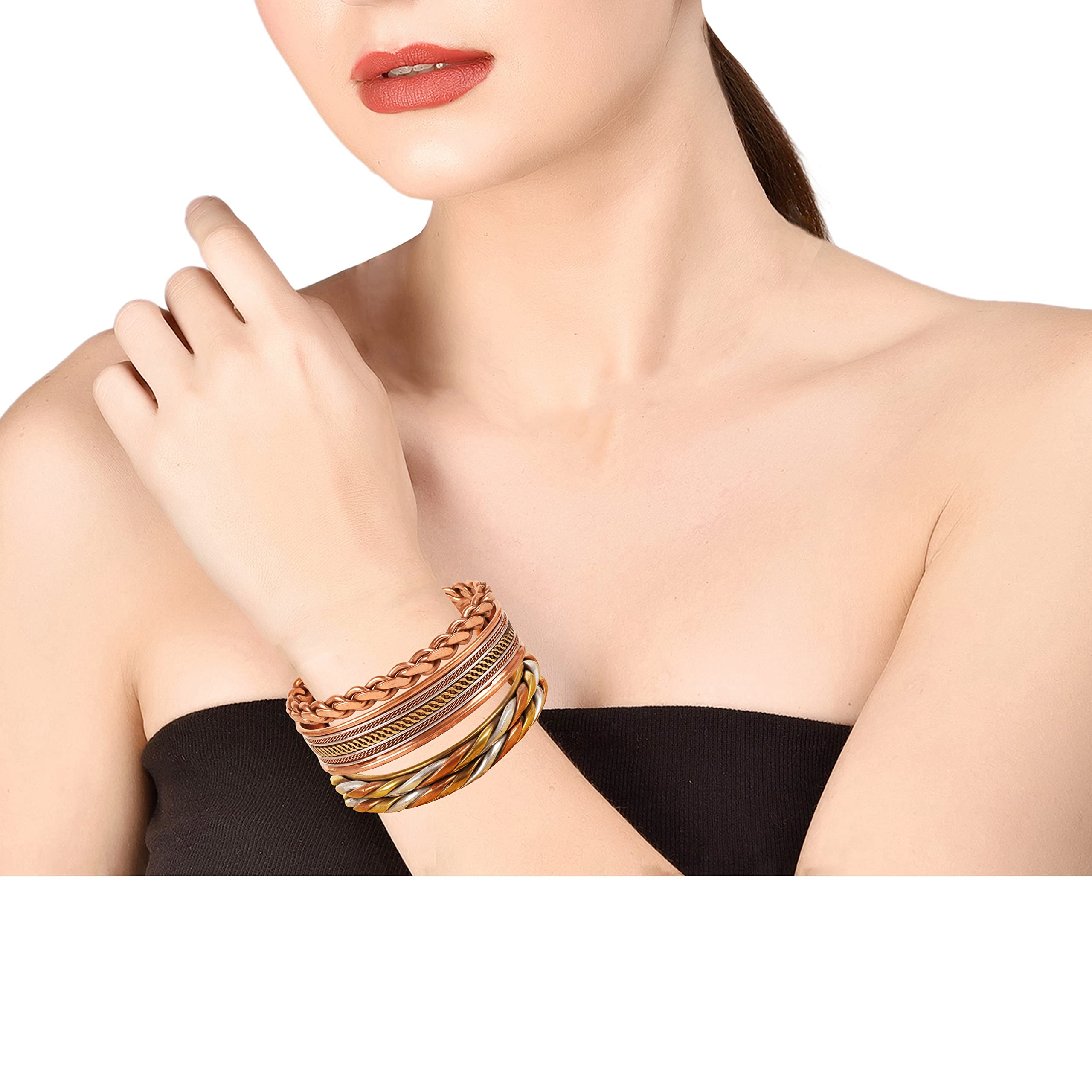 Touchstone Tibetan Style Copper Bracelet - Hand Forged Solid High Gauge Copper Cuff for Women & Men - Multiple Design Options - Perfect for Yoga, Meditation & Spiritual Healing Jewelry