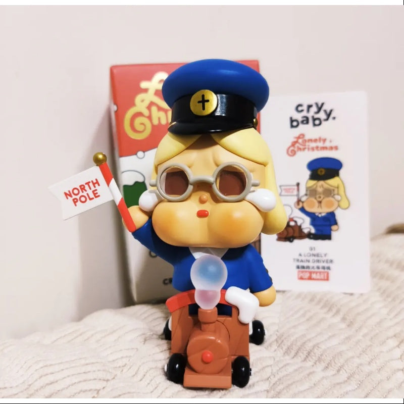 Crybaby Lonely Christmas Series - A Lonely Train Driver Collectible Figurine | Holiday Decoration & Gift for Train Enthusiasts | Perfect for Christmas Displays, Model Train Scenes & Nostalgic Collectors