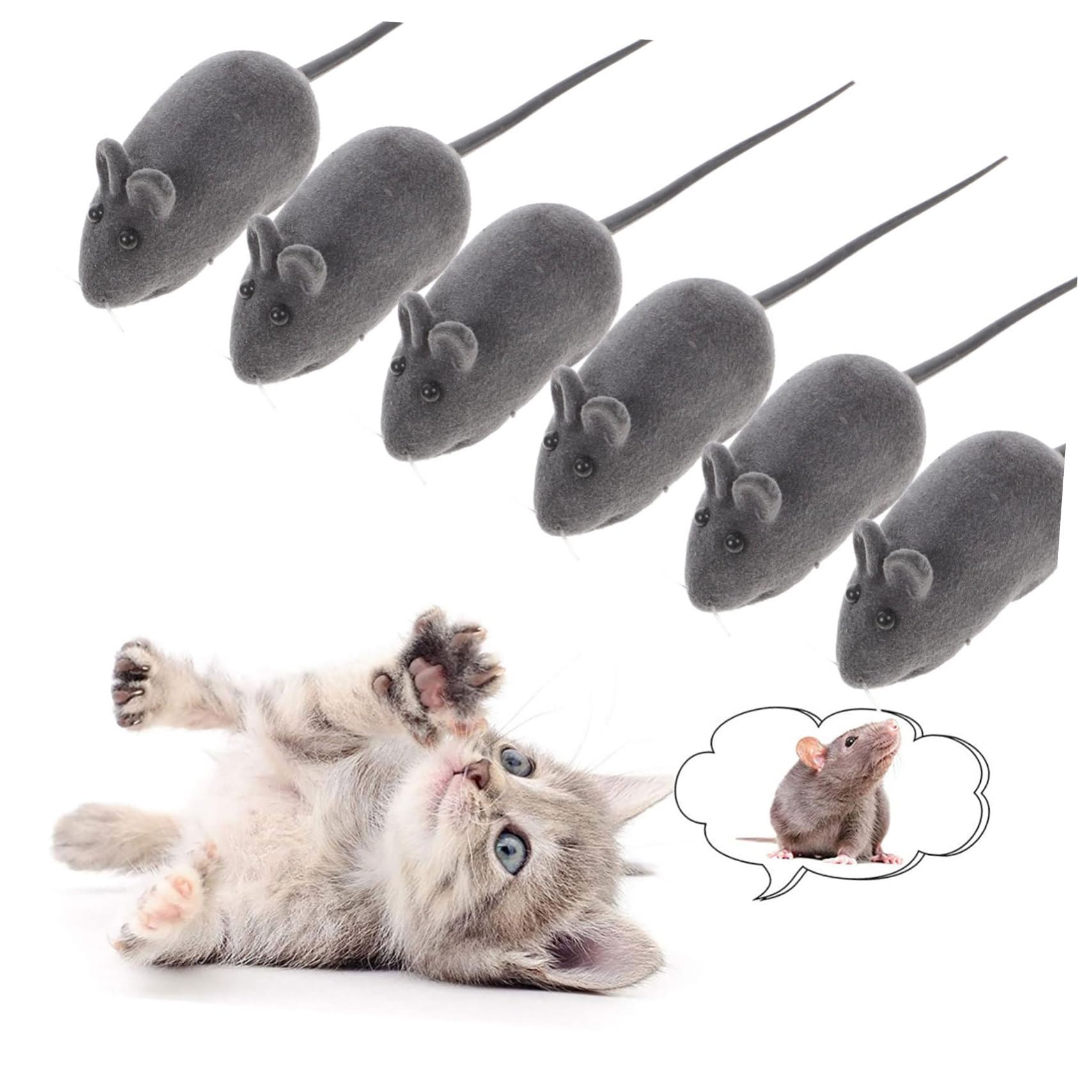 20pcs Squeaky Cat Toys Mice - Interactive Soft Mouse Toys for Kittens - Noisy Fun Pet Play with Random Colors - Perfect for Indoor Playtime & Hunting Simulation