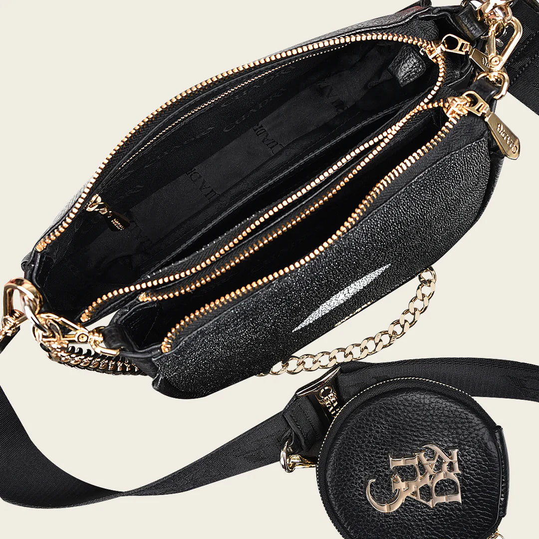 BOD66MA Women's Cuadra Black Fashion Stingray Crossbody Bag - Stylish & Durable for Everyday Use, Travel, and Special Occasions