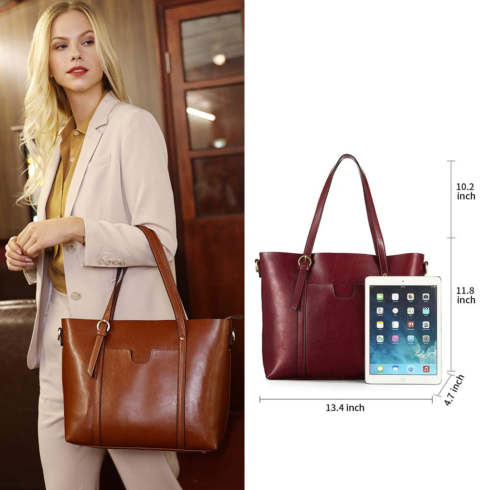 Genuine Leather Women's Tote Bag - Vintage Soft Shoulder Purse with Top Handle, Large Capacity Fashion Handbag for Work, Travel & Daily Use