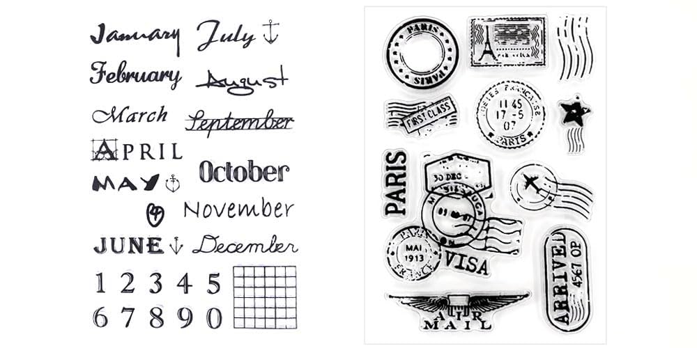 Premium Silicone Clear Stamps Set - Calendar, Month, Week, Date & Day Stamps for Card Making, Scrapbooking, Journaling & Planner Decor (4 Sheets) - Perfect for DIY Crafts, Bullet Journals & Postal Themed Projects