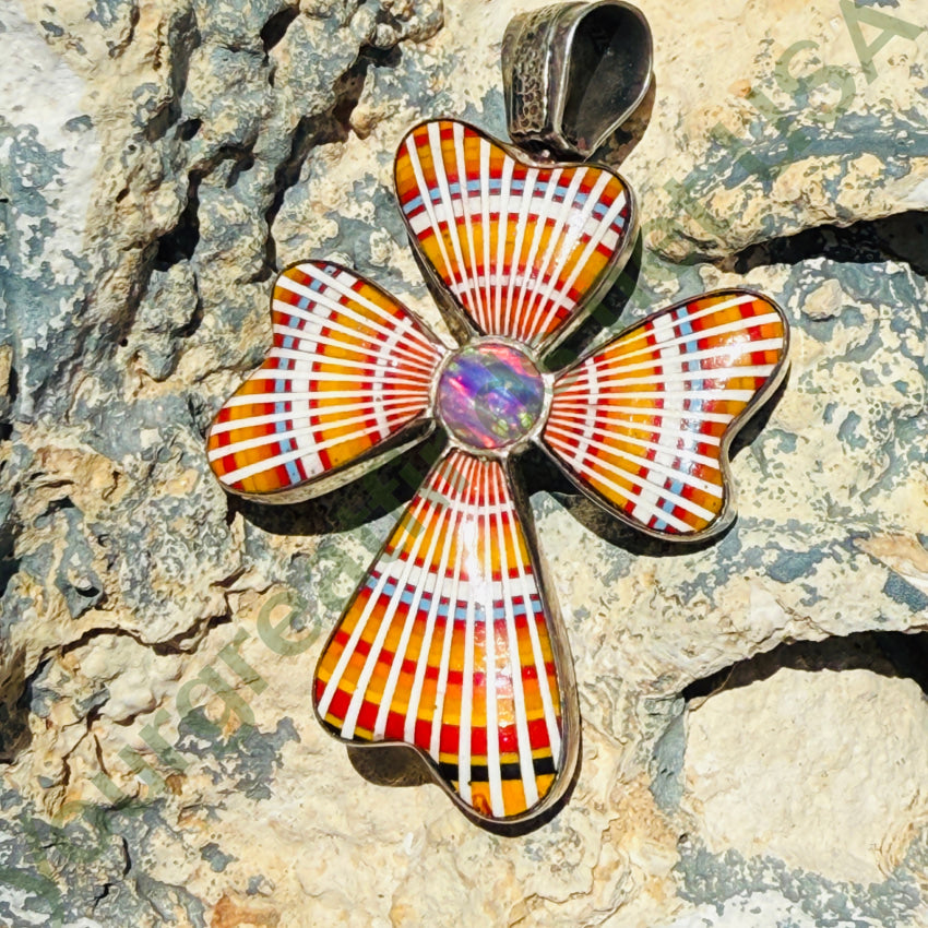 Authentic Sterling Silver Southwestern Double-Sided Cross Pendant - Handcrafted Navajo-Inspired Jewelry for Women - Perfect for Everyday Wear, Gifts & Spiritual Occasions