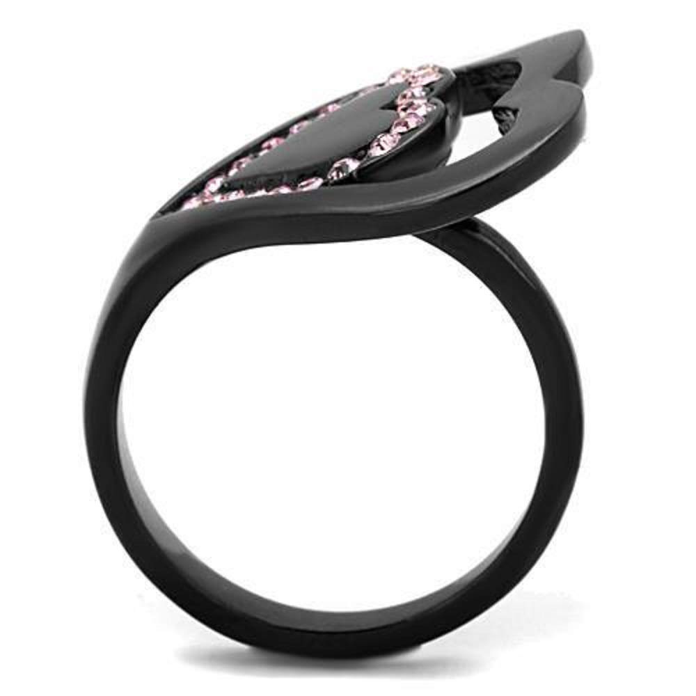 WildKlass Black Stainless Steel Ring for Women with Crystal - Elegant & Durable for Daily Wear