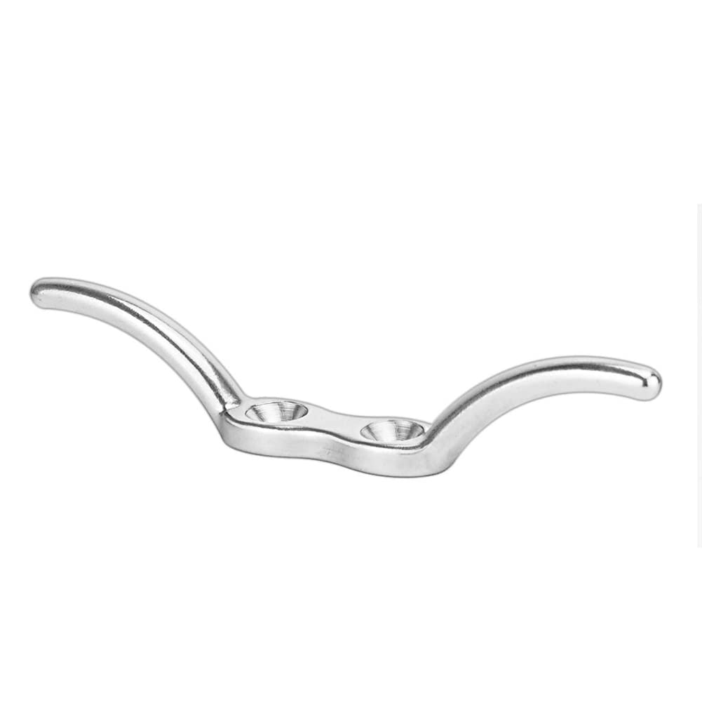4 Inch Stainless Steel Flagpole Cleat Hooks - Heavy Duty Rope Cleats Hardware with Mounting Screws for Flag Pole Halyard | Perfect for Boat Deck, Dock, Marine & Outdoor Flag Display