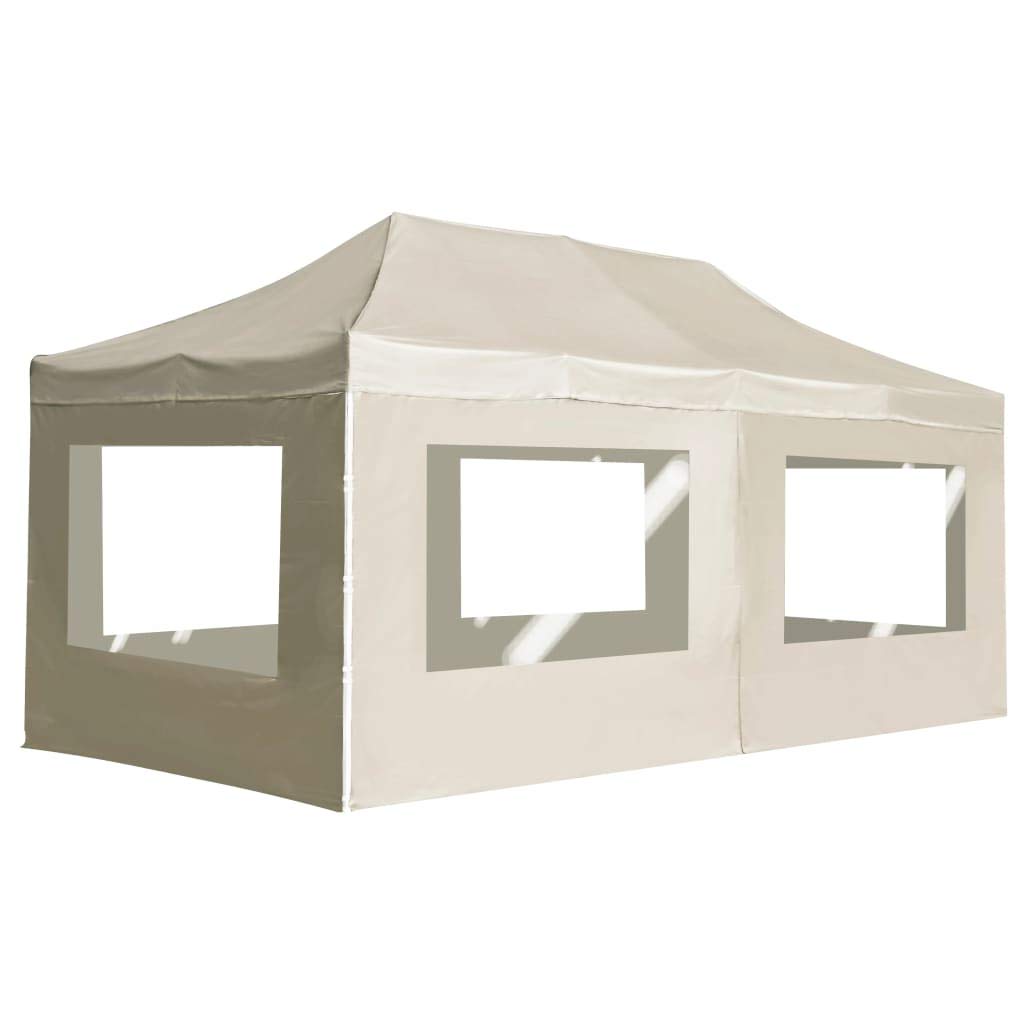 Professional Folding Party Tent with Walls - 20x10ft Aluminum Frame Gazebo for Patios, Outdoor Events & Backyard Gatherings - Cream Color Weatherproof Canopy for Weddings, Picnics & Camping