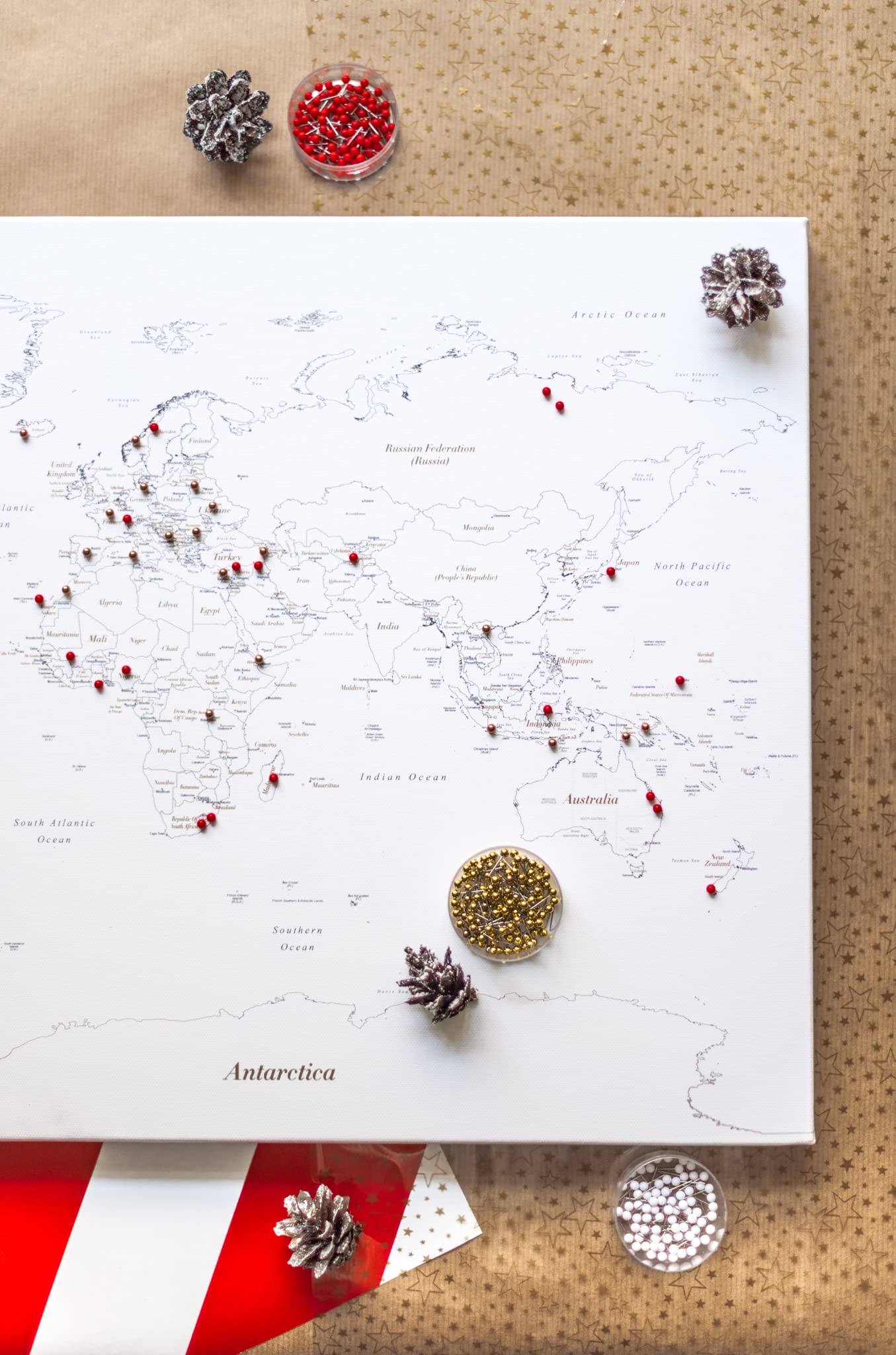Small World Map with Pins - Push Pin Travel Map for Tracking Adventures - 23.6x15.7 Inch Cork Pinboard - Perfect for Home Office Decor & Travel Enthusiasts - Mark Your Visited Countries & Dream Destinations