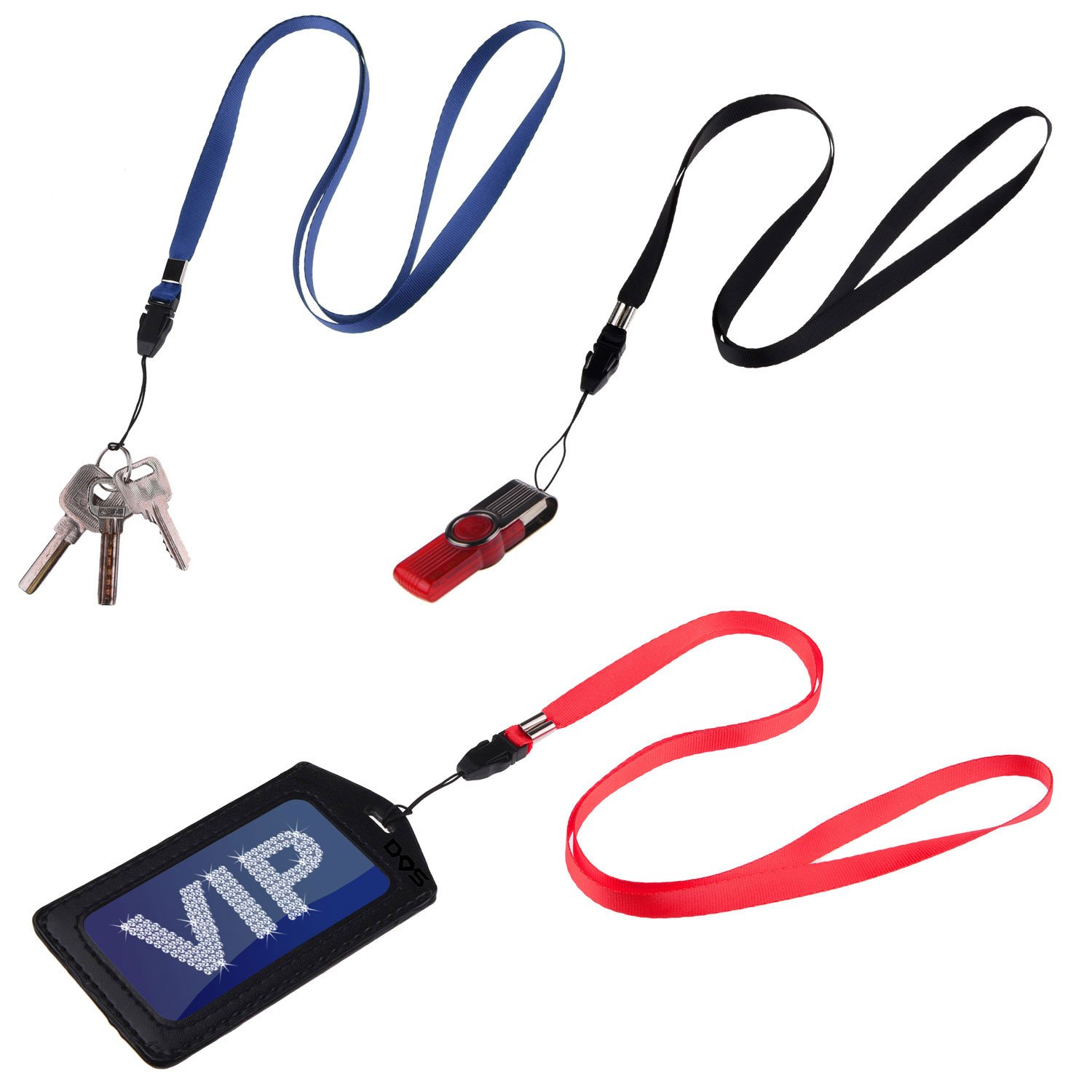 8 Neck Lanyards & 4 Wrist Straps - ID Holder for Work, Events, Travel