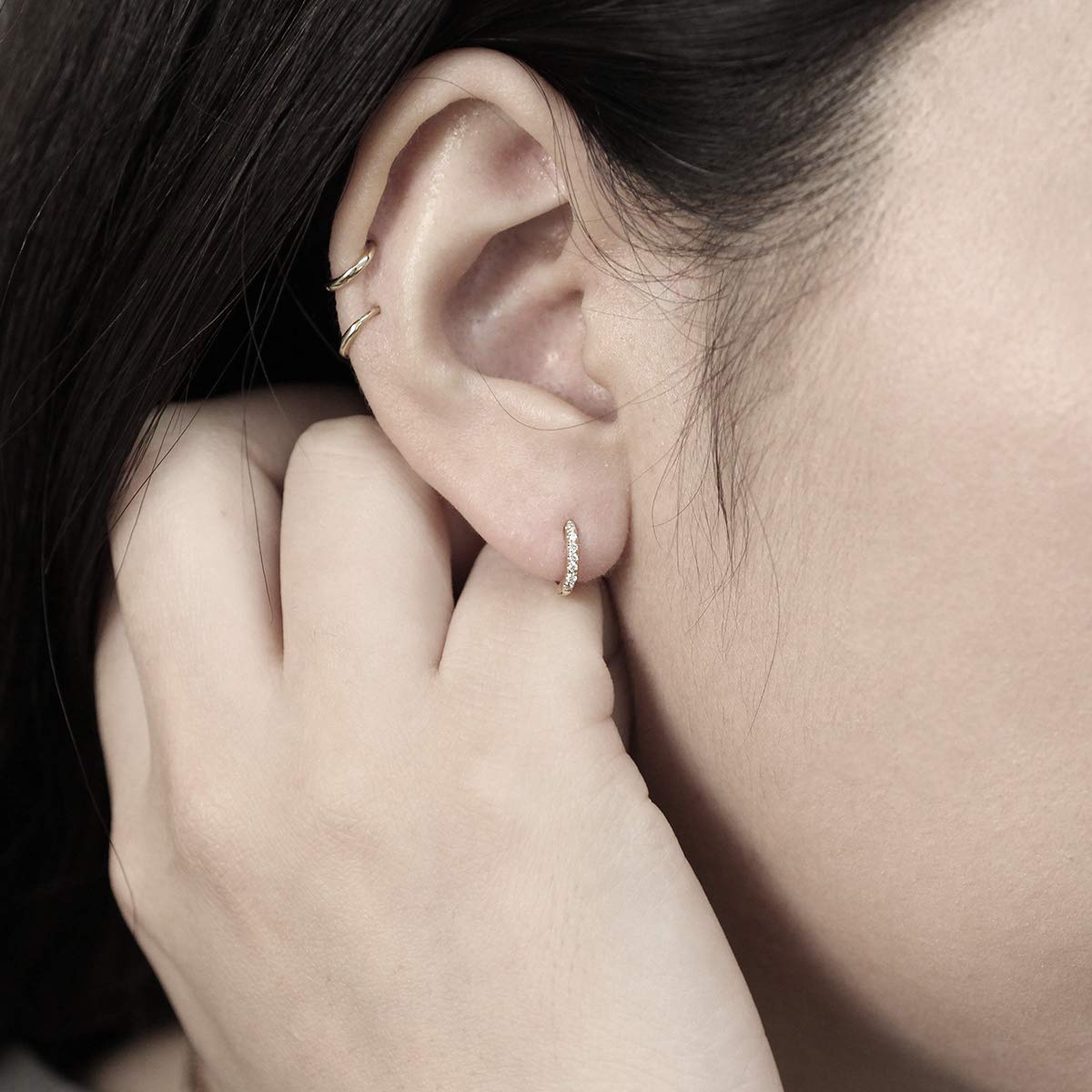 9mm Diamond Huggie Hoop Earrings - 14K/18K Gold Dainty Hoops for Women - Perfect for Everyday Wear, Date Night & Special Occasions