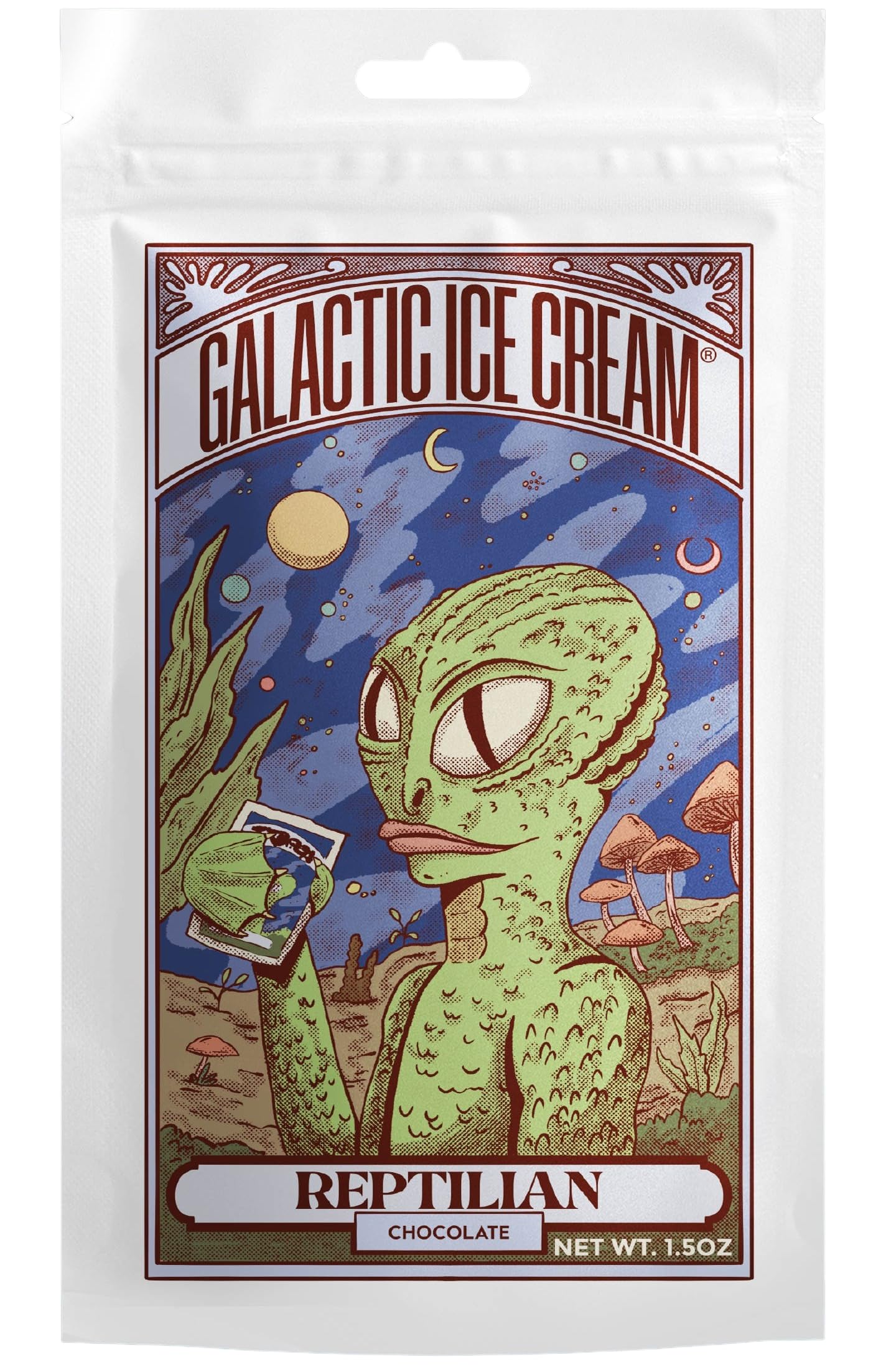Freeze Dried Ice Cream - Gourmet Artisan Crafted Space Food in Vanilla, Chocolate, Strawberry, Cookie Dough & Salted Caramel Flavors - Simple Ingredients - Galactic Freeze Dried Dessert for Camping, Hiking, Space Enthusiasts & Emergency Food Storage (Reptilian Chocolate)