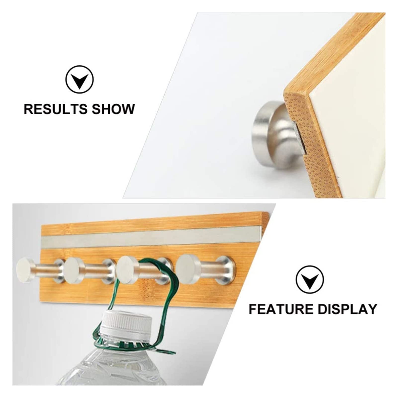 Self-Adhesive Wall Mounted Key Holder with 4 Wooden Hooks - Space Saving Coat Rack for Hats, Keys & Accessories - Perfect for Entryway, Bedroom or Office Organization