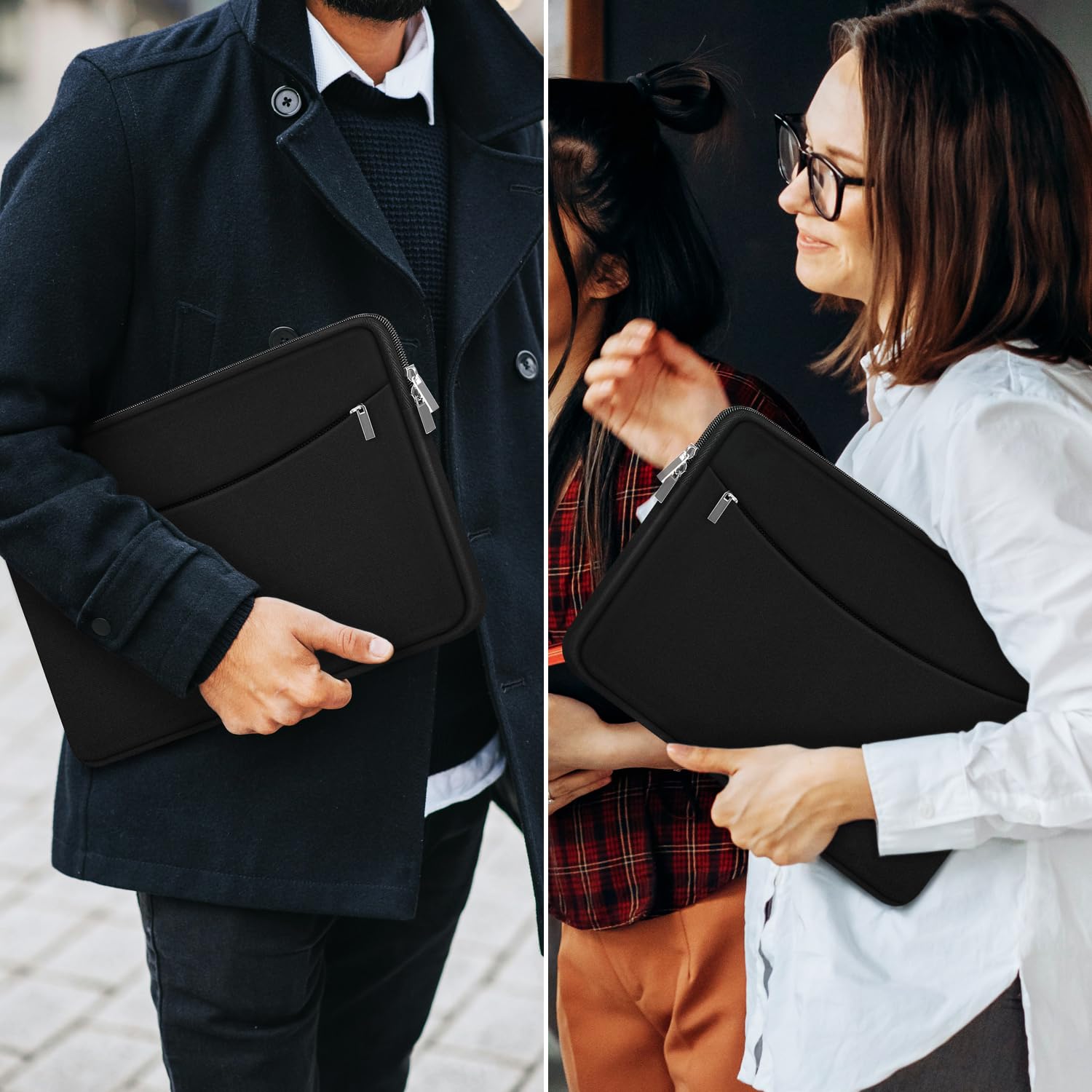 15 Inch Shockproof Laptop Case with Accessory Pocket - Protective Travel Sleeve for MacBook Air, MacBook Pro, HP, Dell, Lenovo - Perfect for Work, School & Travel, Black