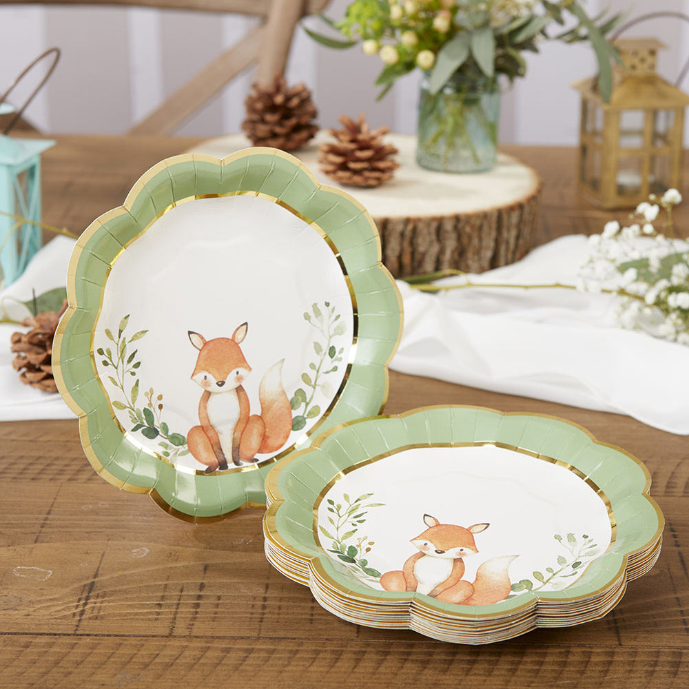 Premium Woodland Baby 7-Inch Paper Plates - Set of 16 | Eco-Friendly Disposable Plates for Birthday Parties, Baby Showers & Picnics