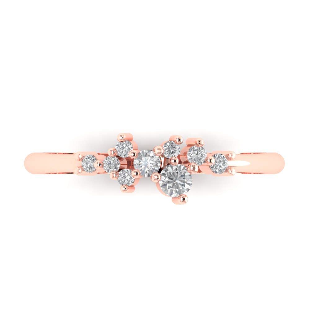 0.17 Carat Brilliant Round Cut Clear Simulated Diamond 14K Rose Gold Stackable Band Ring for Women - Perfect for Stacking, Wedding, Anniversary & Everyday Jewelry
