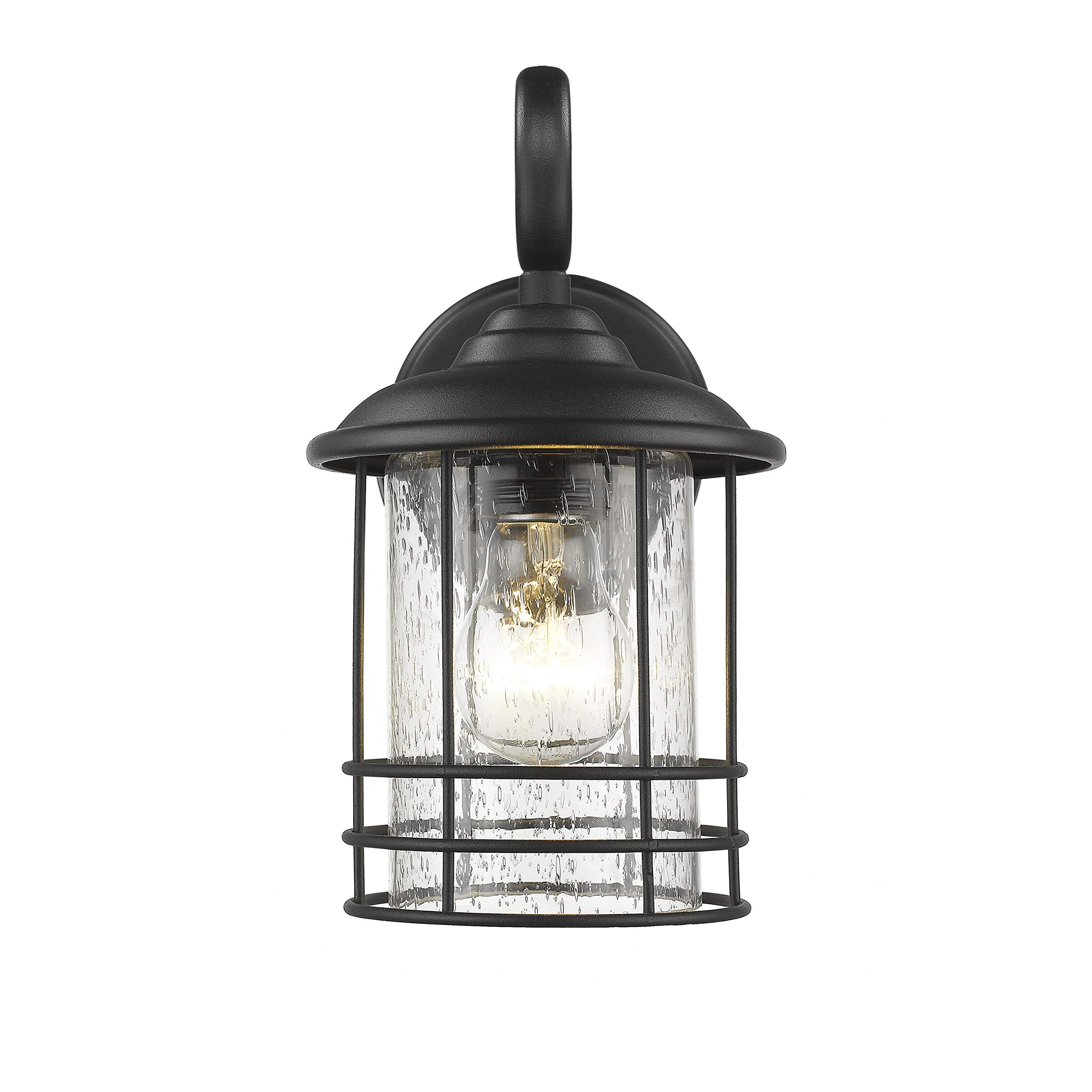 Black Transitional 1-Light Outdoor Wall Sconce Set of 2 - 10 Inch Height for Porch, Patio & Garden Lighting