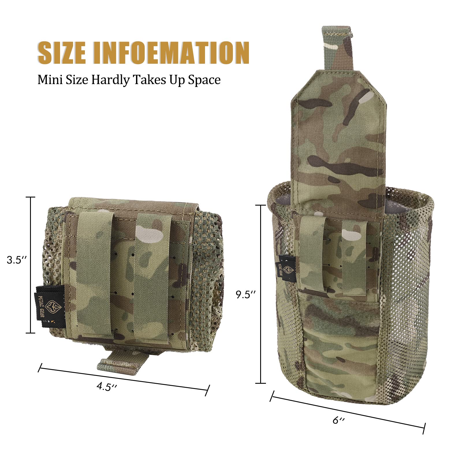 PETAC GEAR Dump Pouch - Molle Drawstring Magazine Pouch, Foldable Tactical EDC Storage Bag for Ammo & Gear - Perfect for Hunting, Airsoft & Military Training