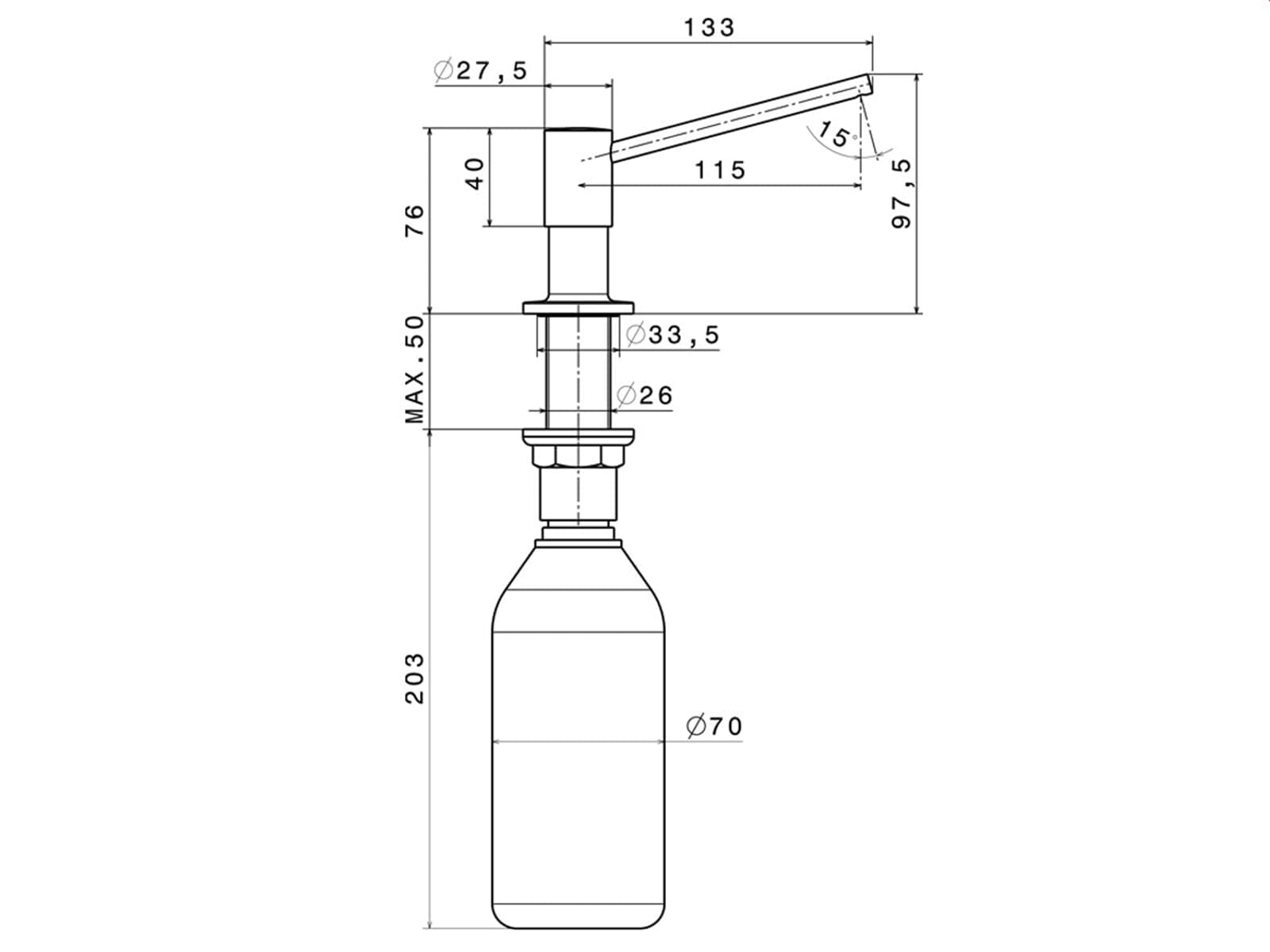 Stainless Steel Liquid Soap Dispenser for Kitchen & Bathroom - 500ml Capacity, Modern Design, Wall Mount or Countertop Use - Perfect for Sink, Counter, and Home Decor