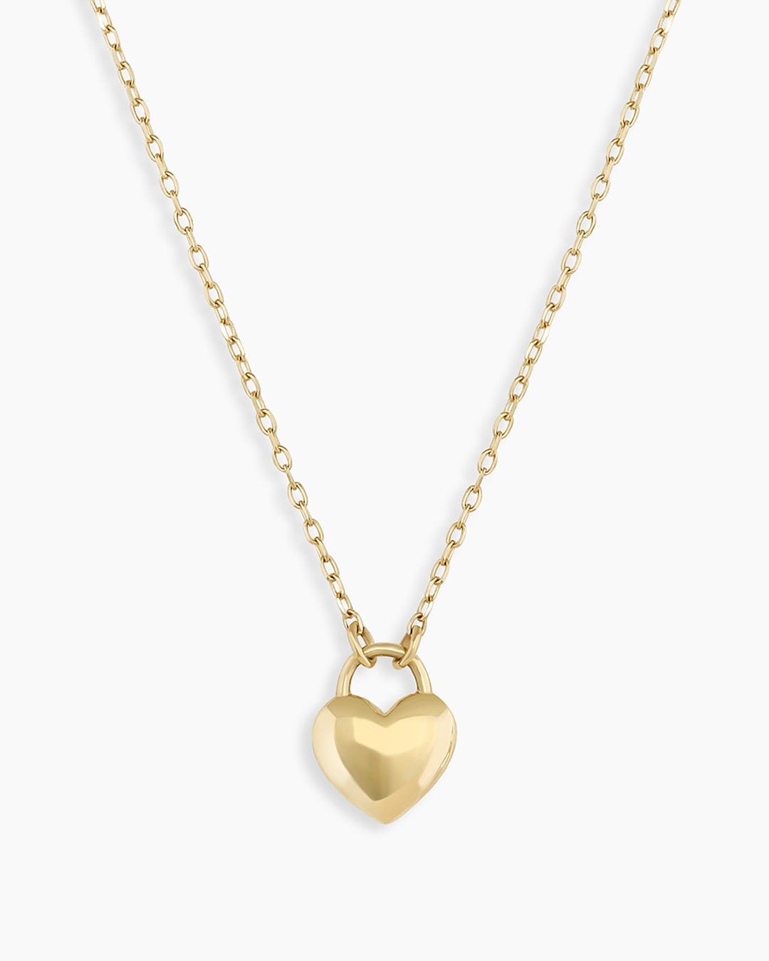 14k Gold Heart Padlock Necklace for Women - Dainty Love Lock Pendant with 18