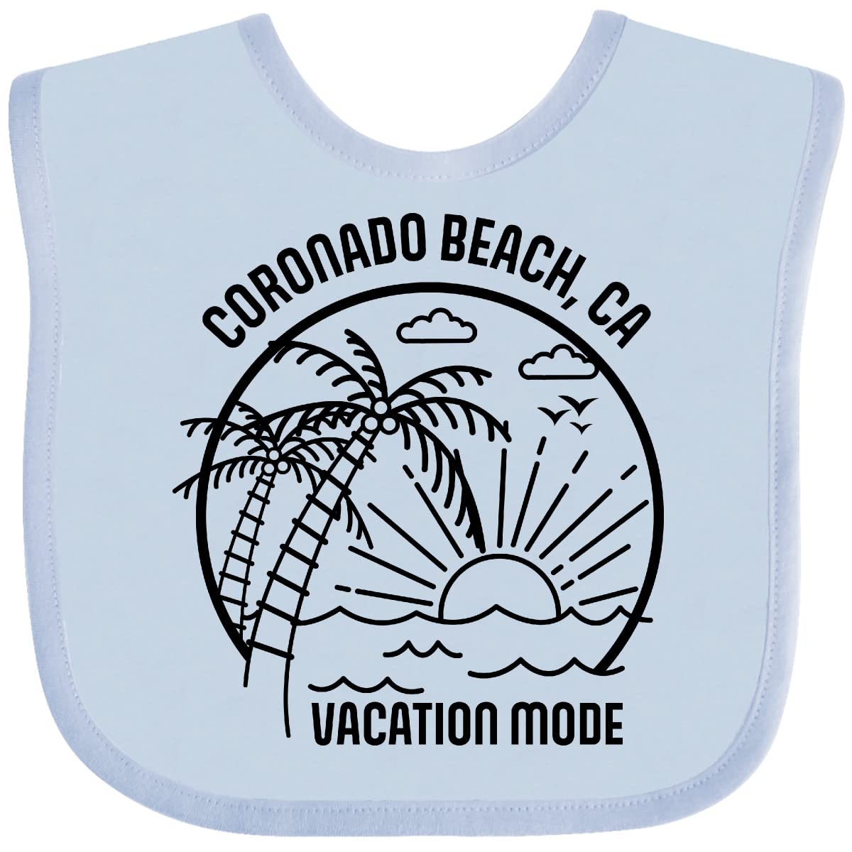 Inktastic Summer Vacation Mode Coronado Beach California Baby Bib - Soft Cotton Drool Bib for Infants - Perfect for Beach Trips, Travel, and Everyday Use
