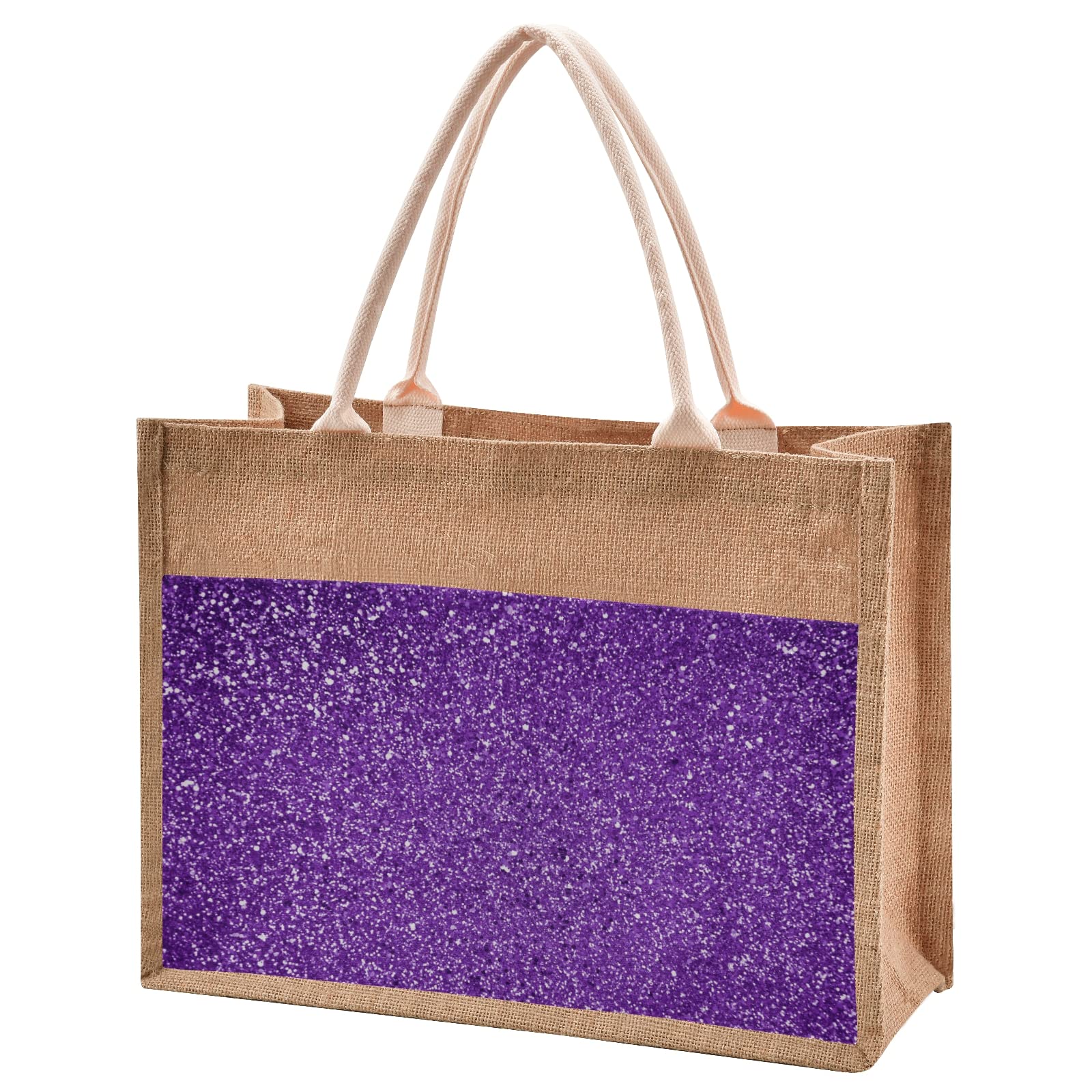 Eco-Friendly Jute Tote Bag with Zipper Closure - Large Reusable Grocery Shopping Bag, Durable Washable Canvas Shoulder Bag for Farmers Market, Beach, Work & Travel