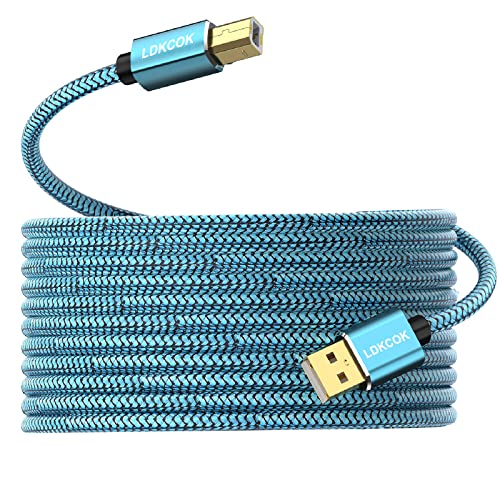 High-Speed 15ft USB Printer Cable Type A Male to B Male - Compatible with HP, Canon, Epson, Dell, Brother, Lexmark, Xerox, Samsung Printers & Scanners - Perfect for Home Office & Business Printing Needs