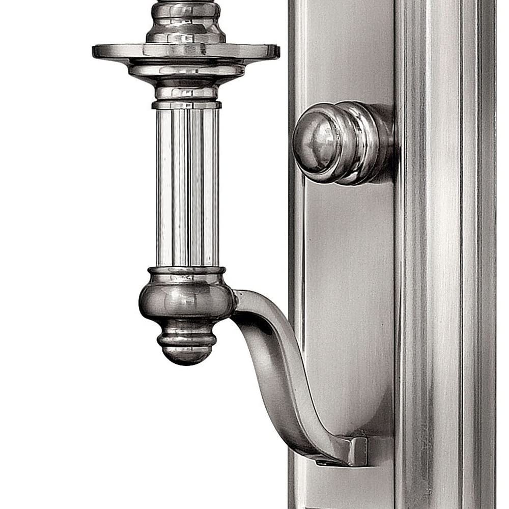 18 Inch Traditional Metal Wall Sconce with White Fabric Shade - Brushed Nickel Finish - 4.75 Inches Wide - Classic Interior Lighting for Bedroom, Hallway & Living Room