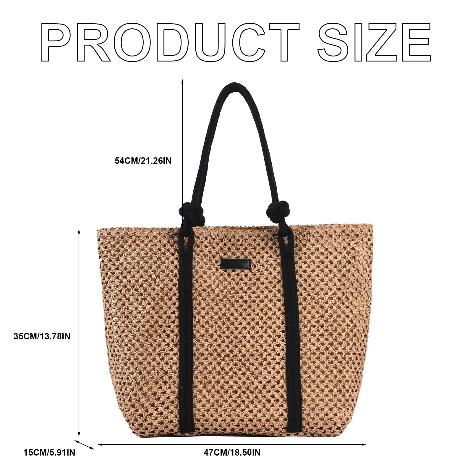 Stylish Straw Beach Bag for Women - Large Woven Tote Shoulder Handbag - Perfect for Summer Vacation, Pool Party & Beach Outings