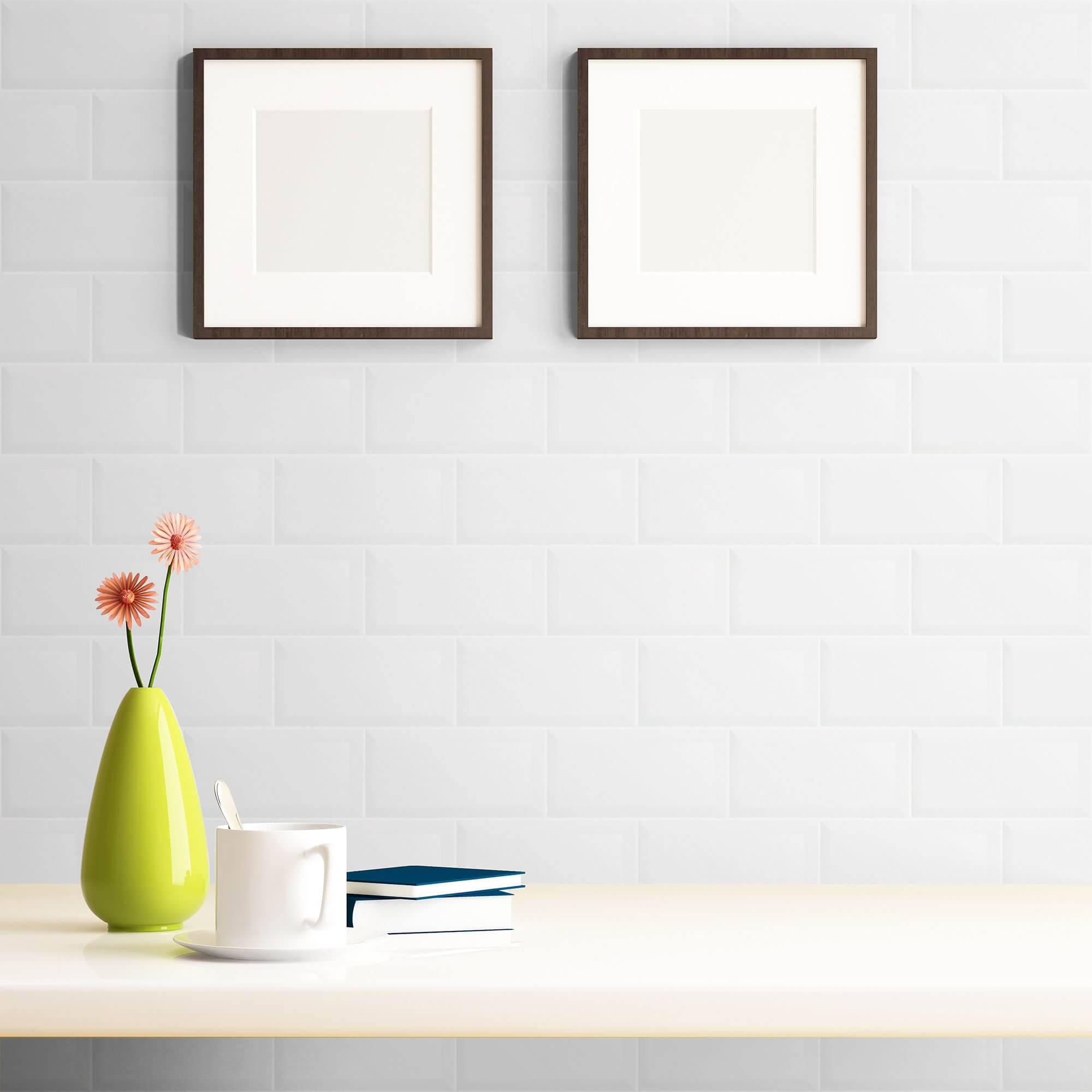 White Brick Tile Adhesive Peel and Stick Removable Wallpaper 620A - Self-Adhesive Decorative Wall Covering for Home, Office, and Kitchen Backsplash