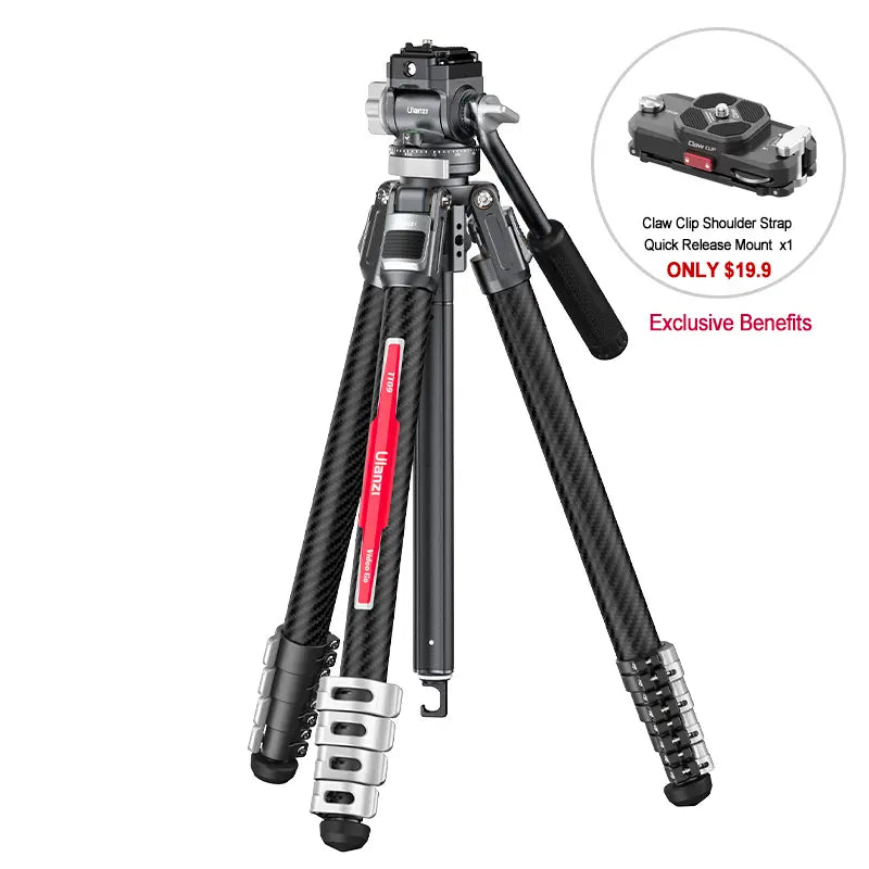 Ulanzi TT09 Carbon Fiber Travel Tripod for Video & Photography - Lightweight & Portable for Vloggers, YouTubers & Outdoor Adventures