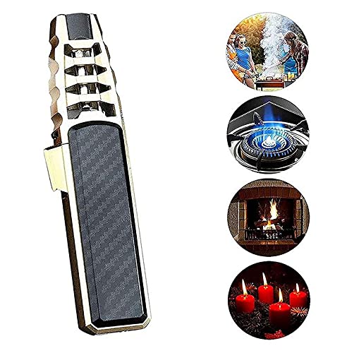 Solar Beam Torch Lighter - Windproof Jet Flame Butane Lighter for Candle Lighting, Camping, BBQ & Kitchen Use - High-Power Turbine Torcher (Brown) - Perfect for Outdoor Adventures & Home Cooking (Butane Not Included)
