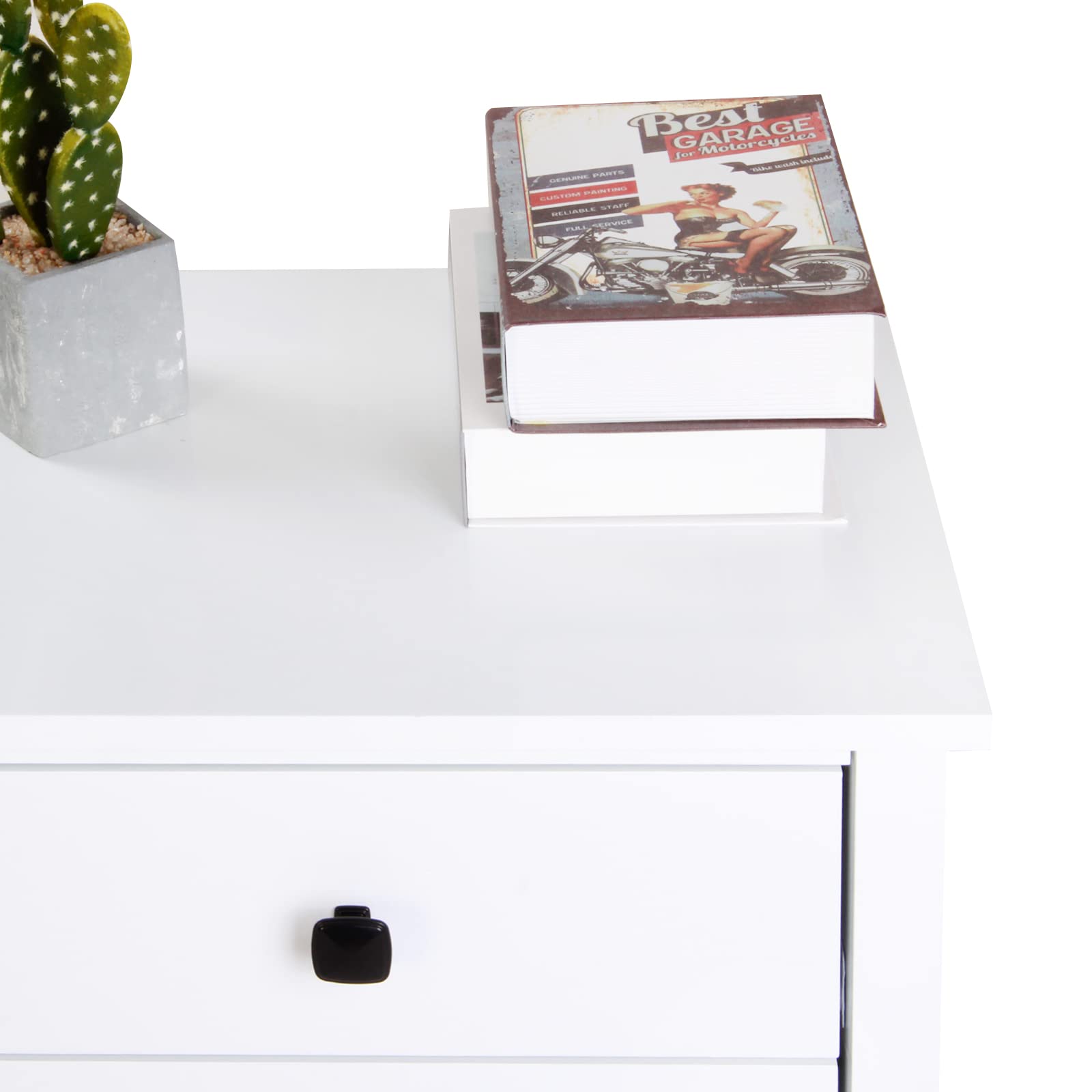 Soges White 2-Drawer Nightstand - Bedside Table, Sofa End Table with Storage for Bedroom, Living Room, Dining Room & Hallway - Compact Chest of Drawers for Small Spaces (10AKSFBC01WH-CA) | Perfect for Storing Books, Lamps & Bedroom Essentials